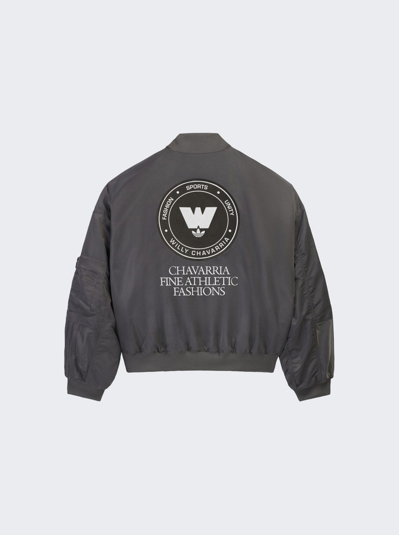 adidas X Willy Chavarria Satin Bomber Jacket Grey outlook