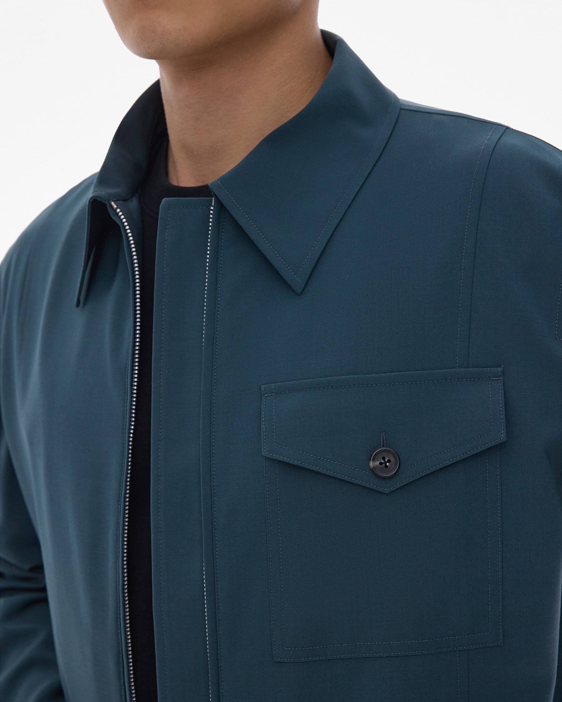 STRETCH WOOL TAILORED ZIP-UP JACKET - 6