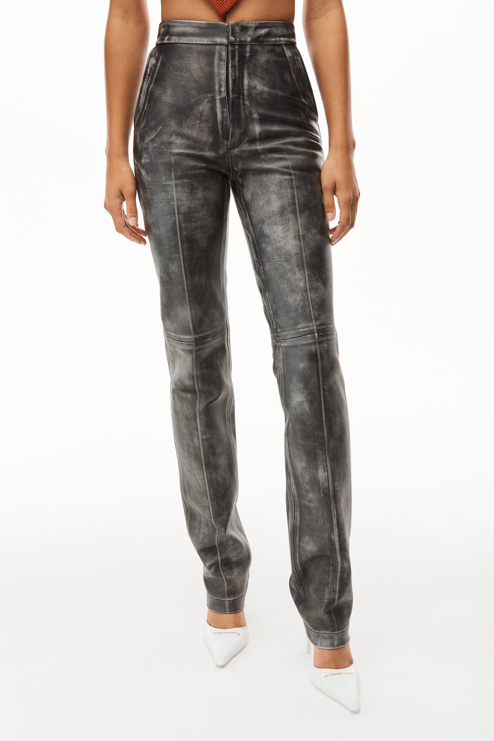 SLIM STRAIGHT PANT IN MOTO LEATHER - 3