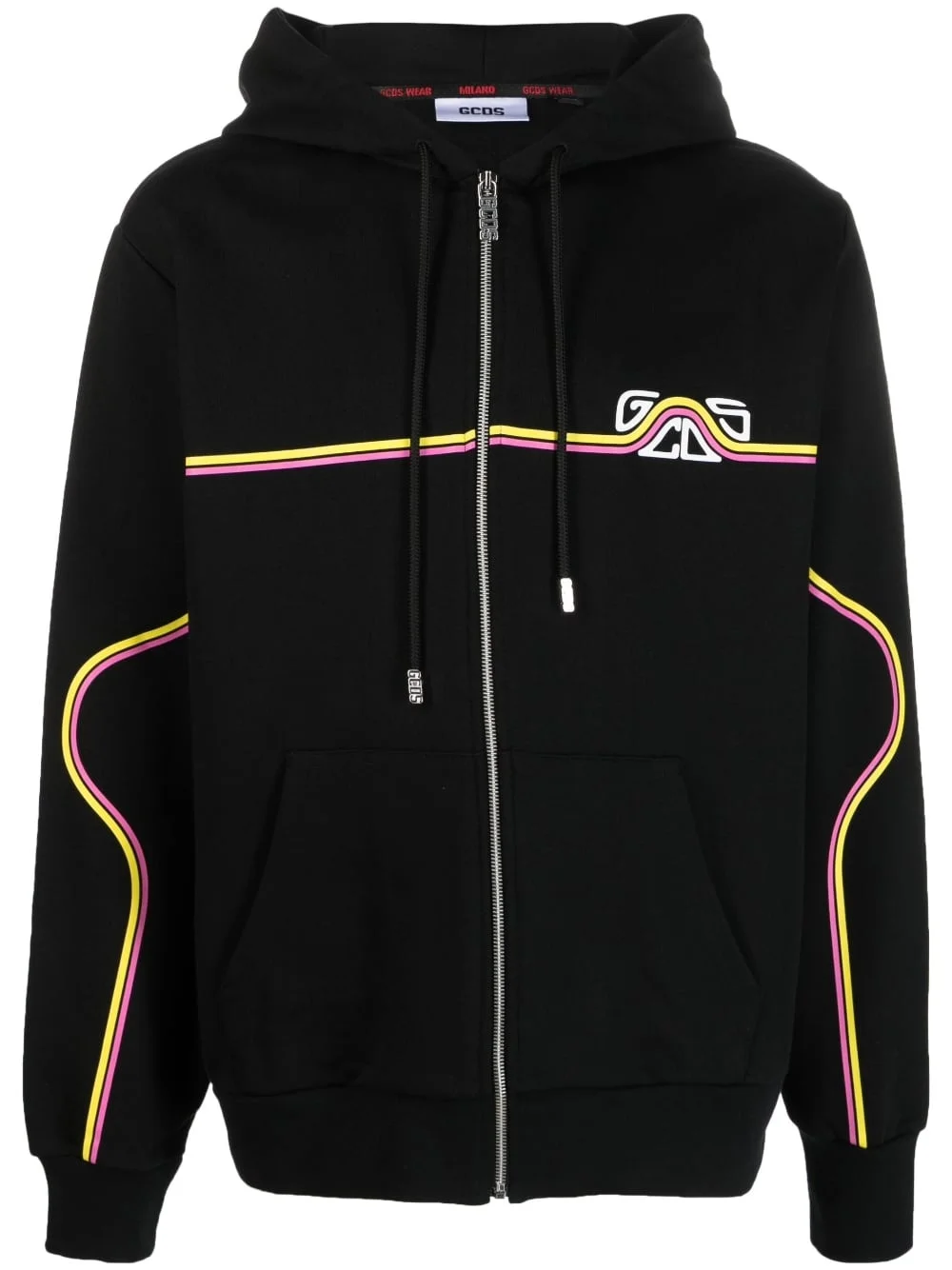 Waved logo-print zip-up hoodie - 1