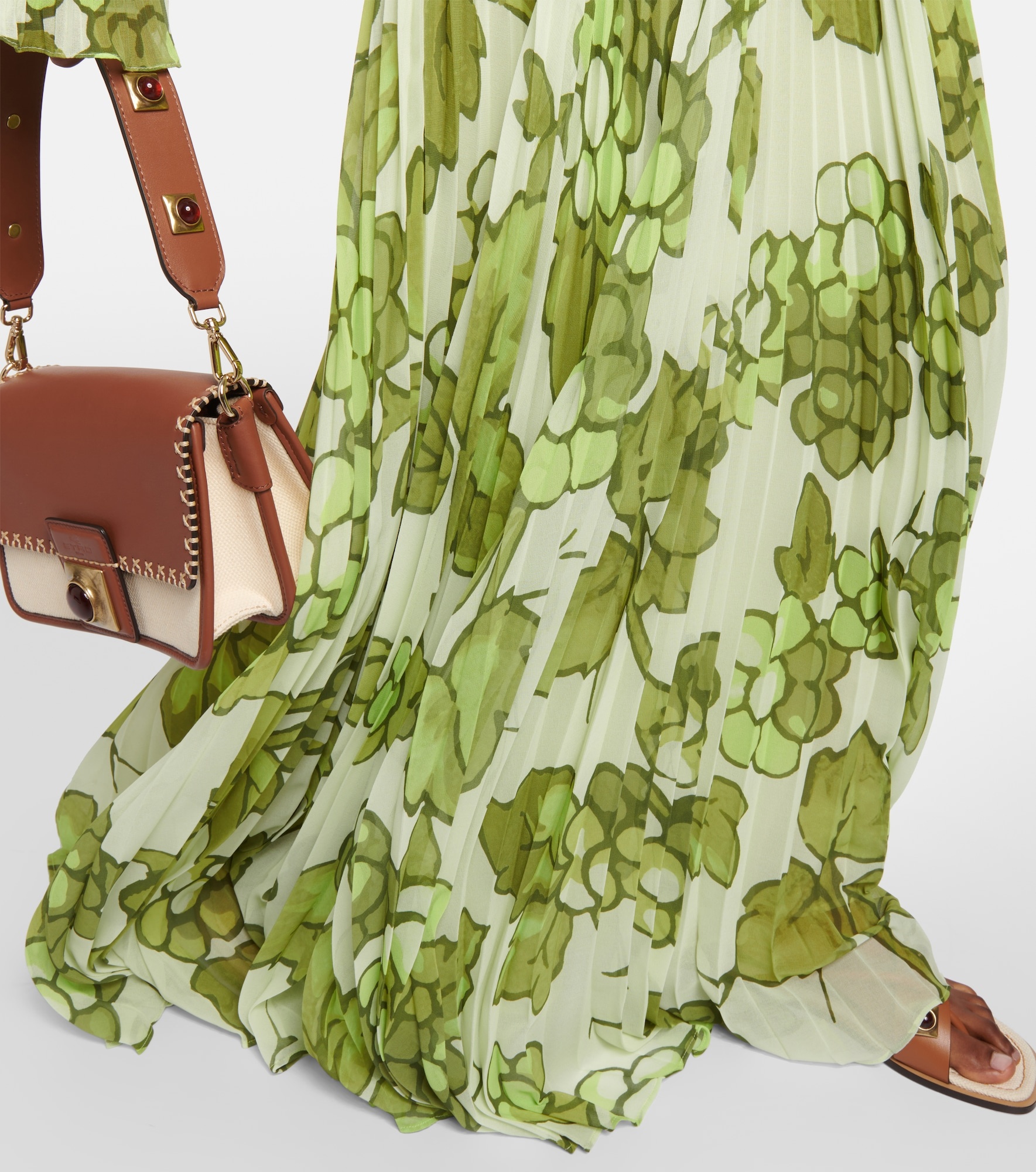 Printed pleated high-rise maxi skirt - 5