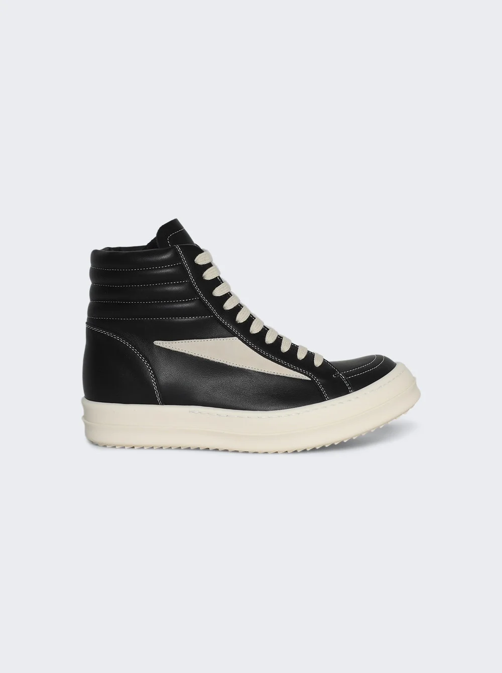 Scarpe In Pelle High Top Vintage Sneakers Black And Milk - 1