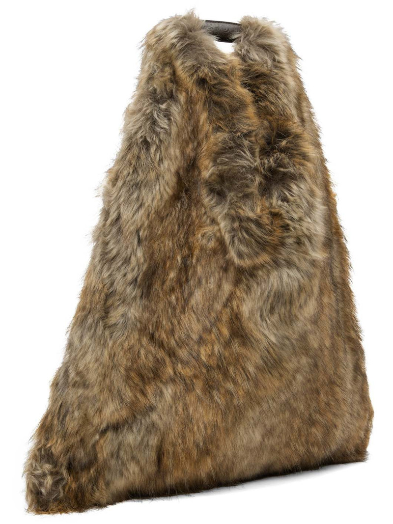MM6 Maison Margiela Brown Satin & Faux-Fur Tote outlook