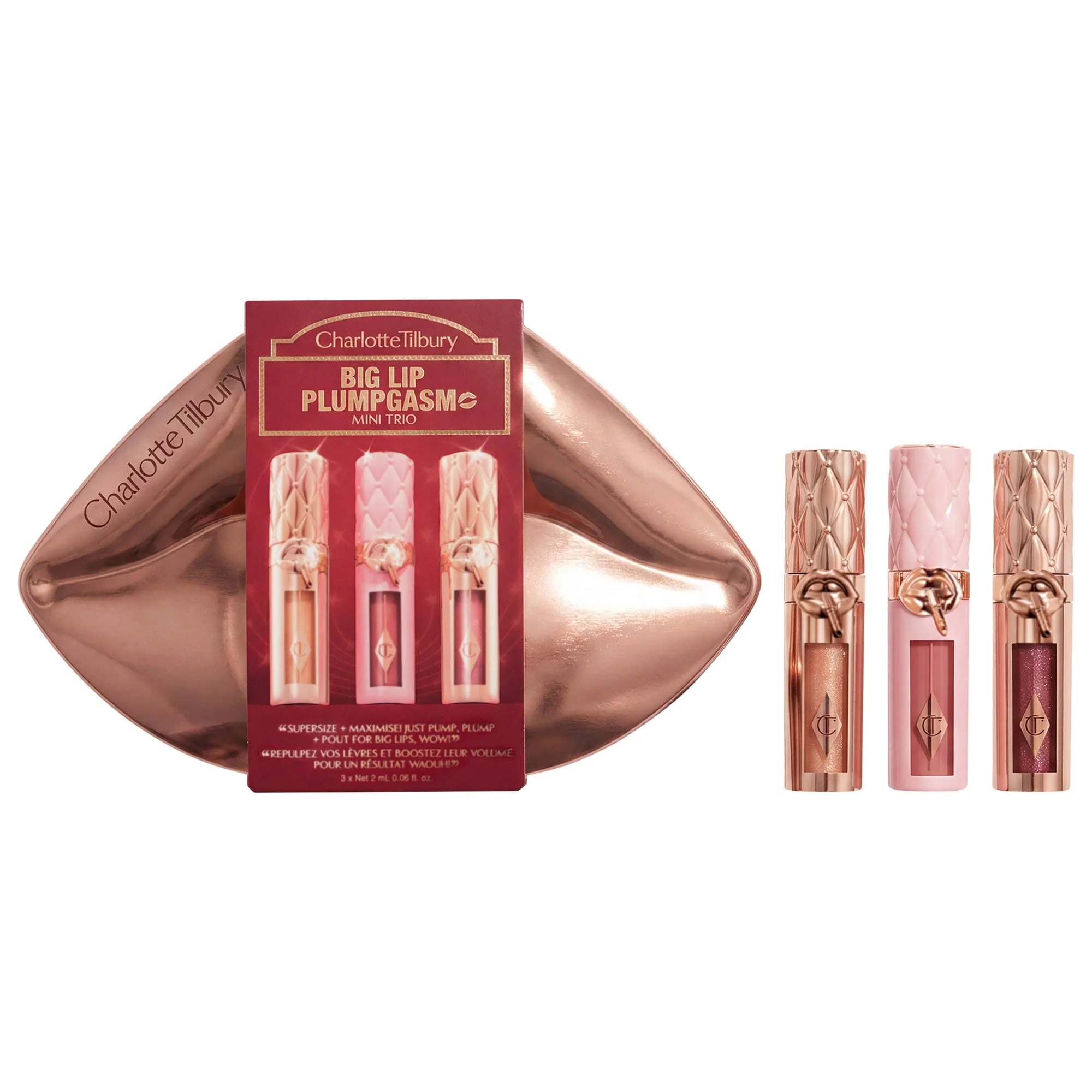 Mini Big Lip Plumpgasm Plumping Lip Gloss Trio Makeup Gift Set - 1