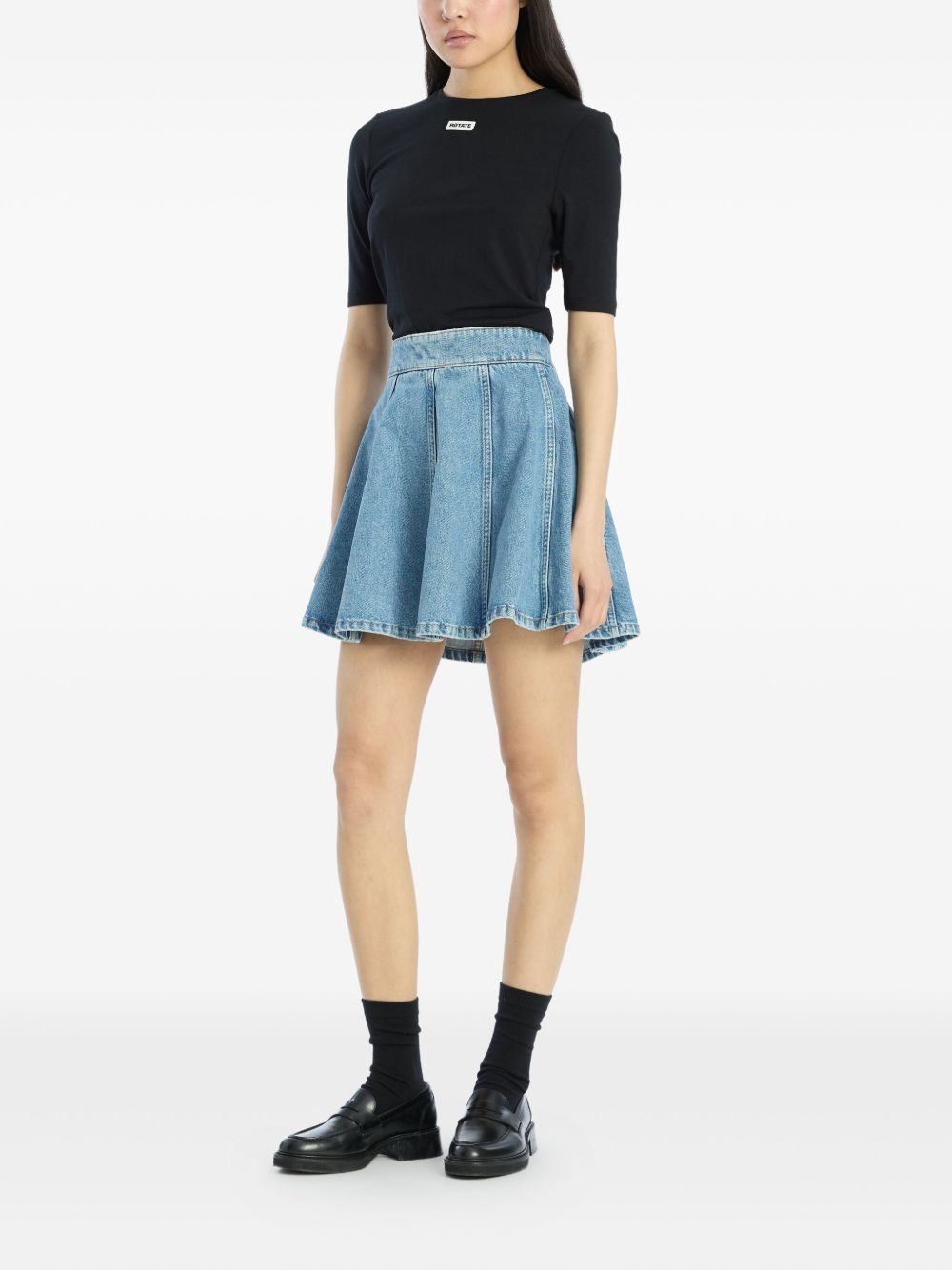 pleated denim mini skirt - 2