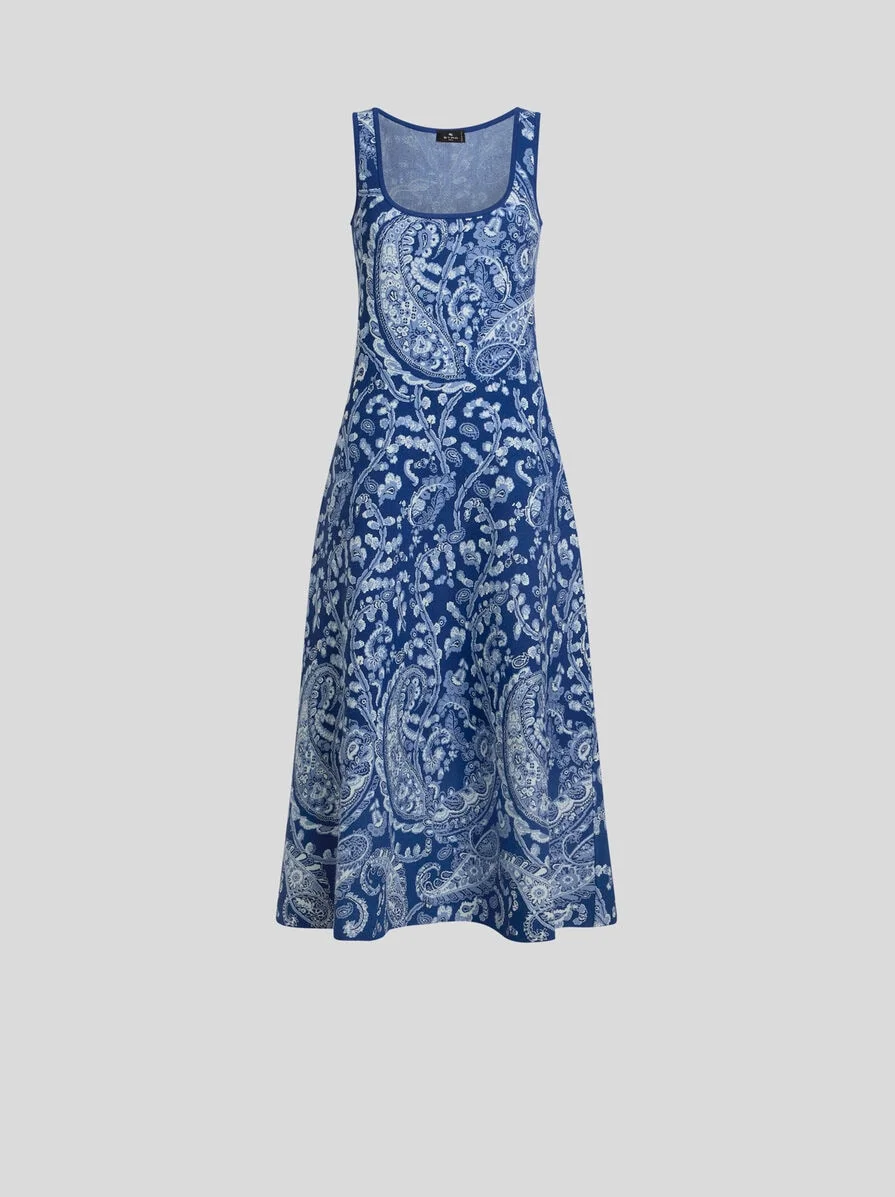 JACQUARD MIDI DRESS WITH FLORAL PAISLEY MOTIF - 1