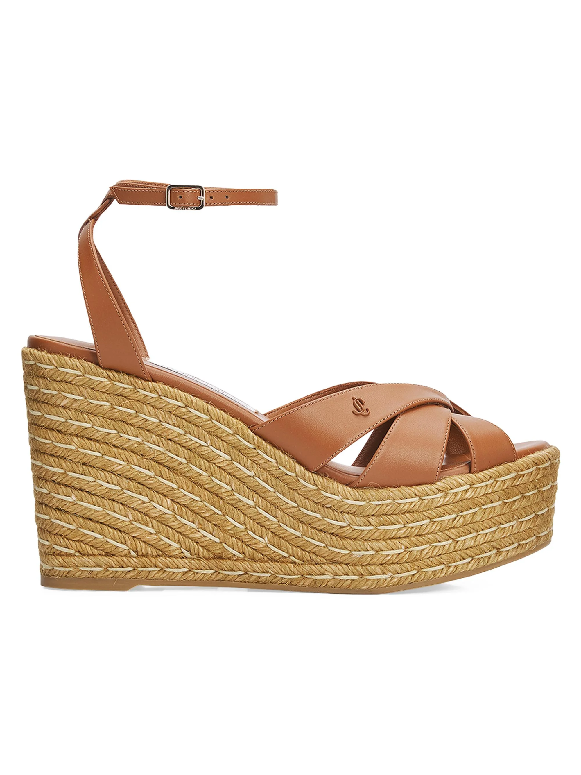 Women's Korra 100MM Leather Espadrille Wedge Sandals - Tan - 1