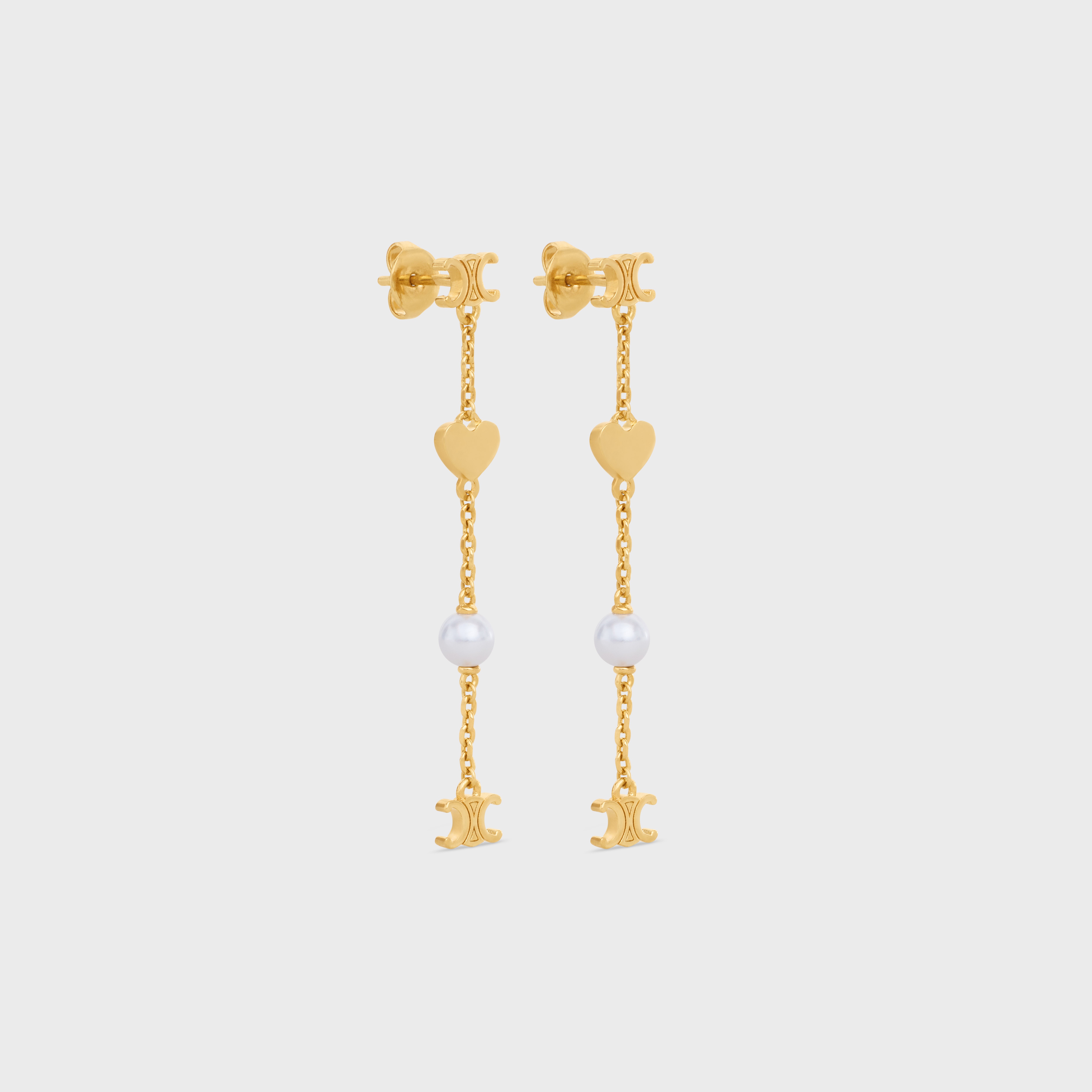 Cœur Celine Charms Earrings in Brass with Gold Finish and Resin Pearl - 2