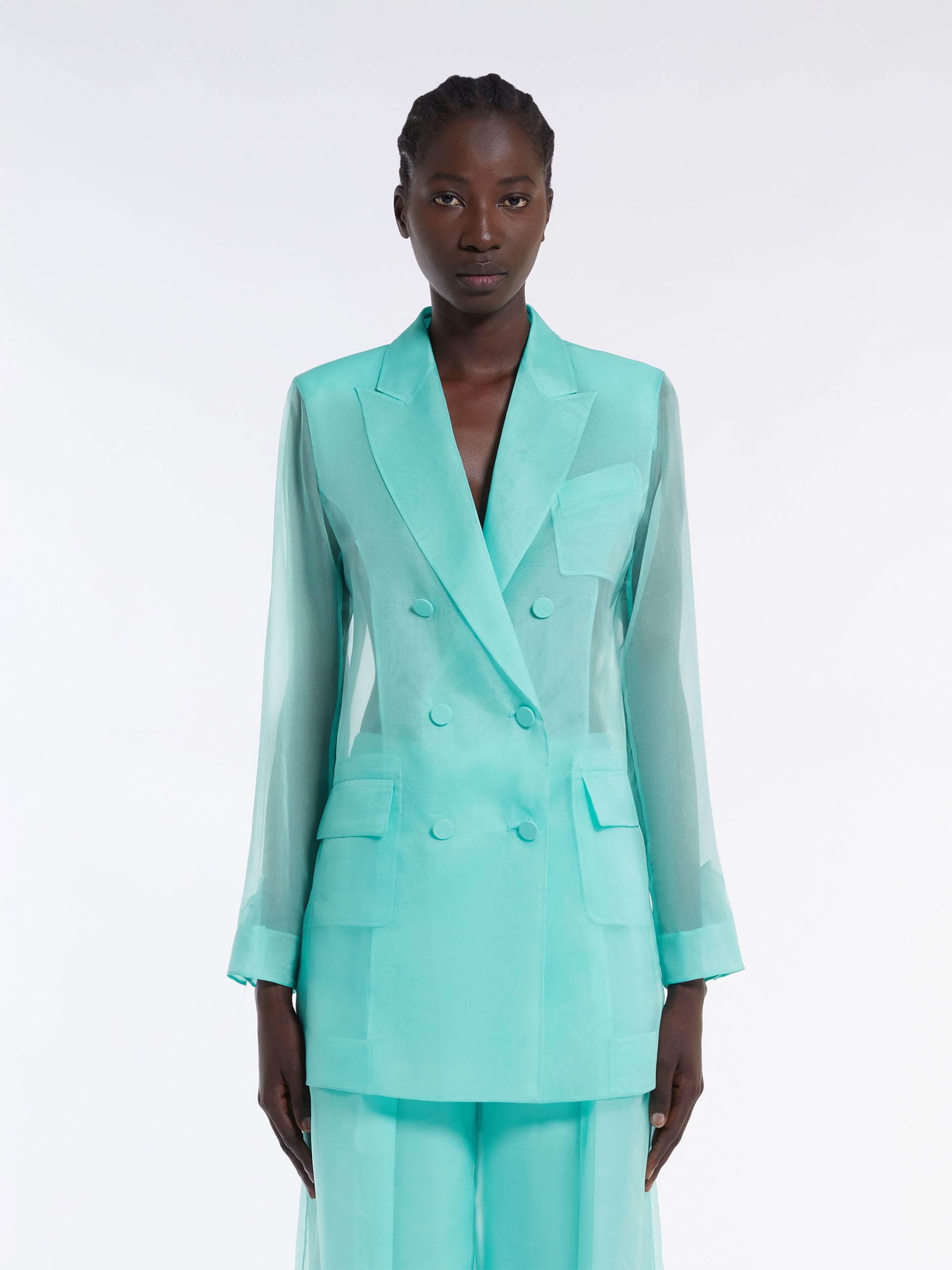 NEGRAR Silk organza double-breasted blazer - 3