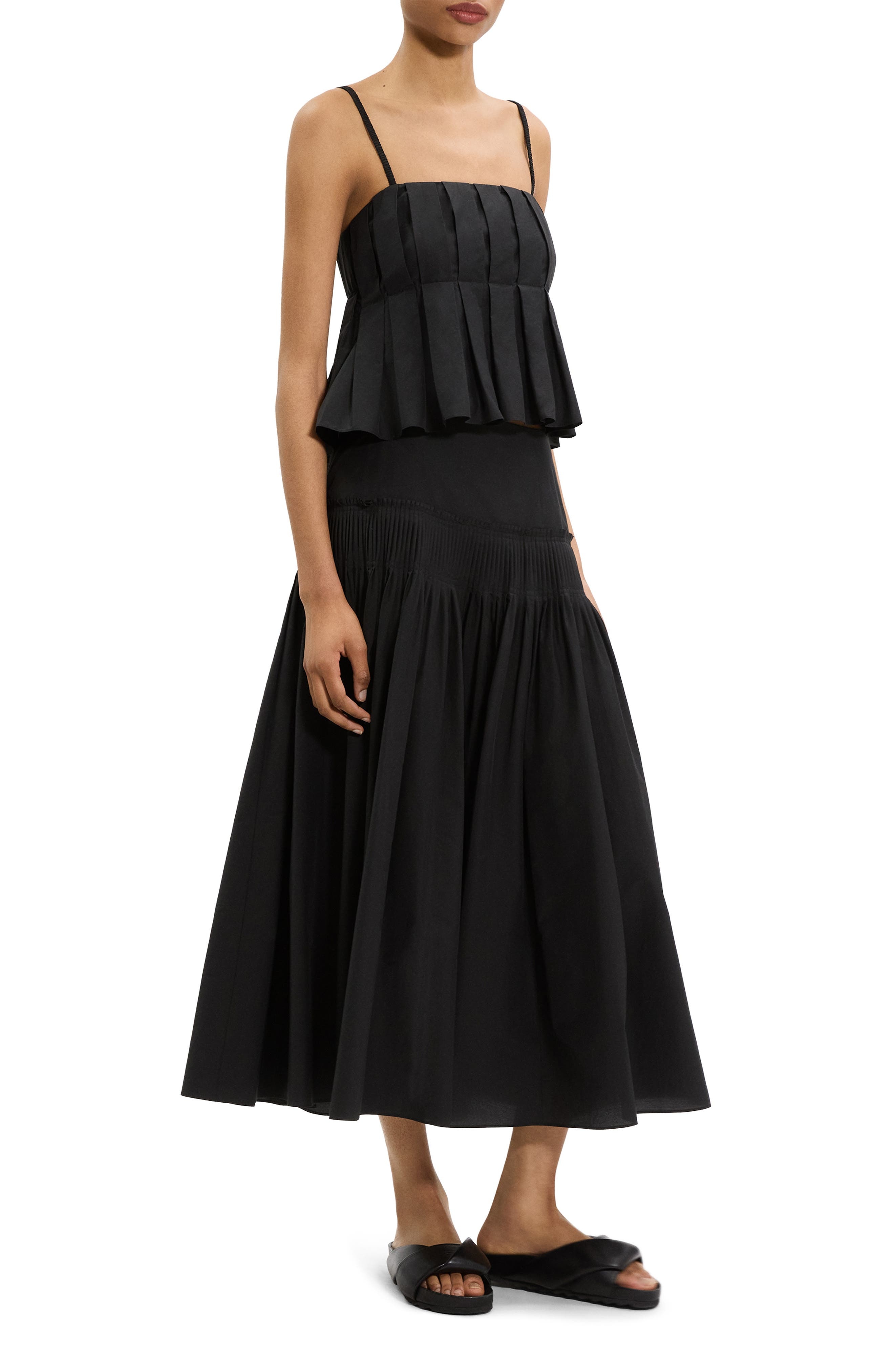 Theory Box Pleat Babydoll Camisole in Black at Nordstrom - 6