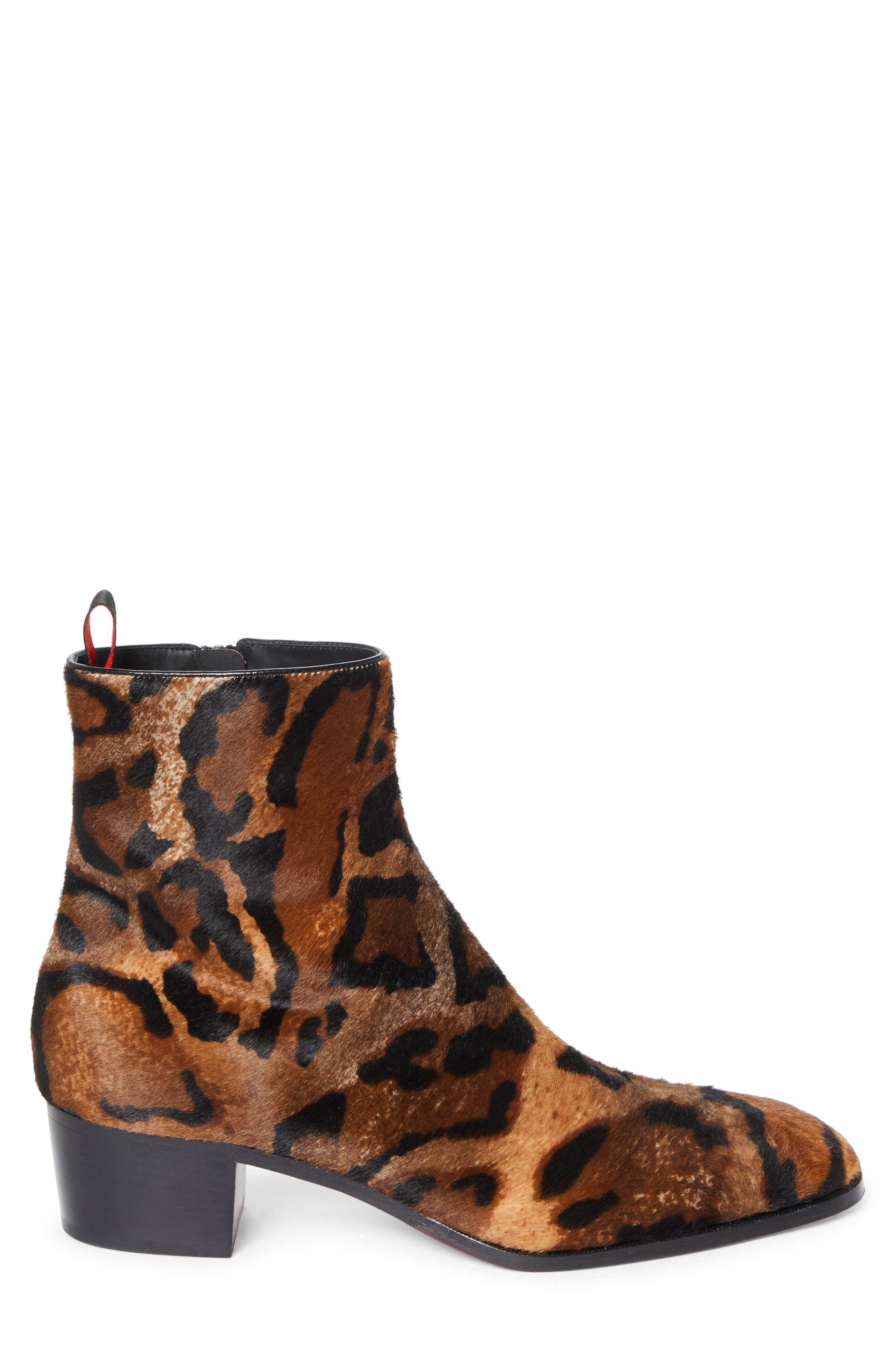 Christian Louboutin Ziggissimo Genuine Calf Hair Ankle Boot in Brown Print Calf Hair at Nordstrom - 3