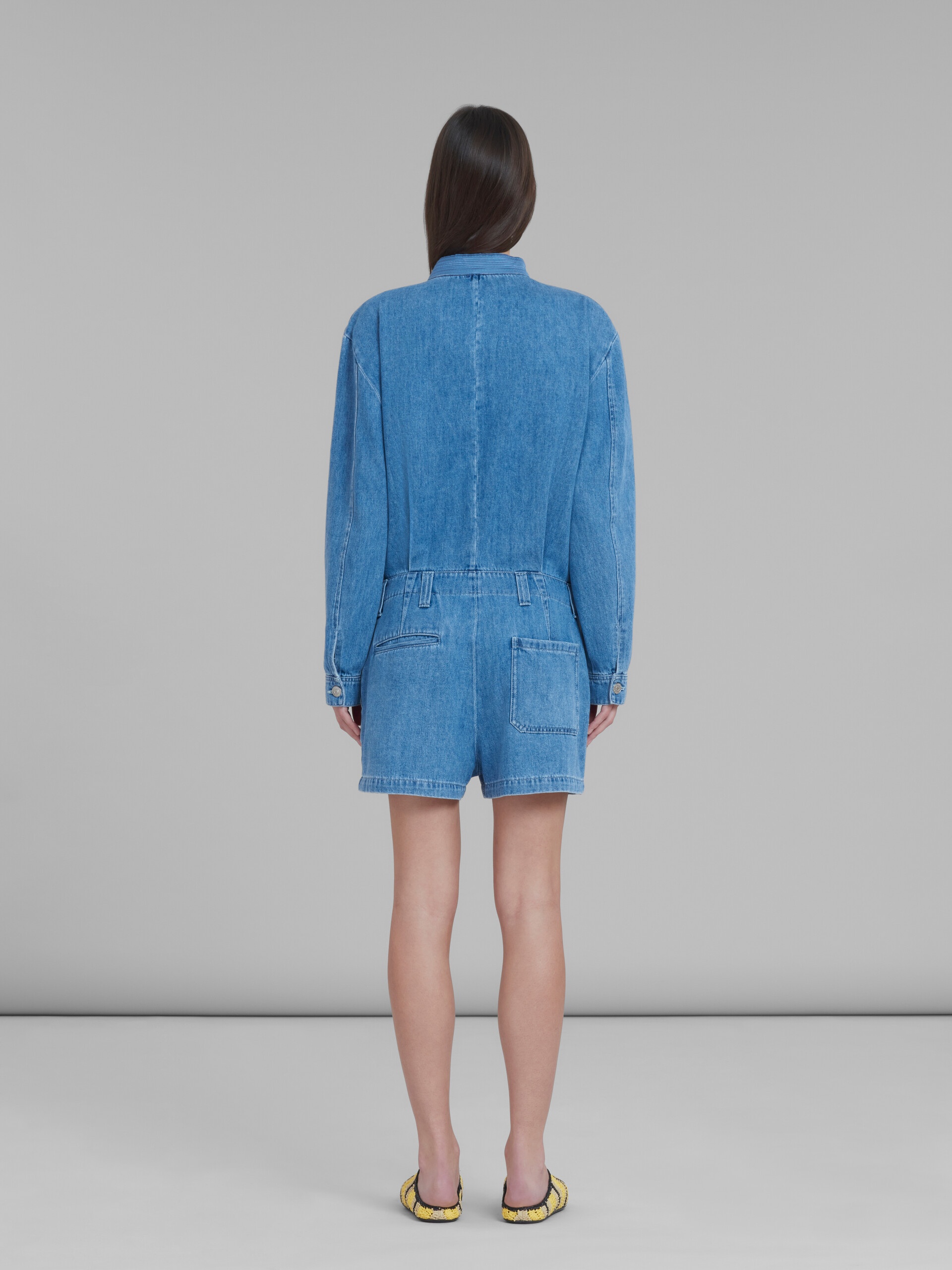 MARNI X NO VACANCY INN - BLUE CHAMBRAY JUMPSUIT WITH EMBROIDERY - 3
