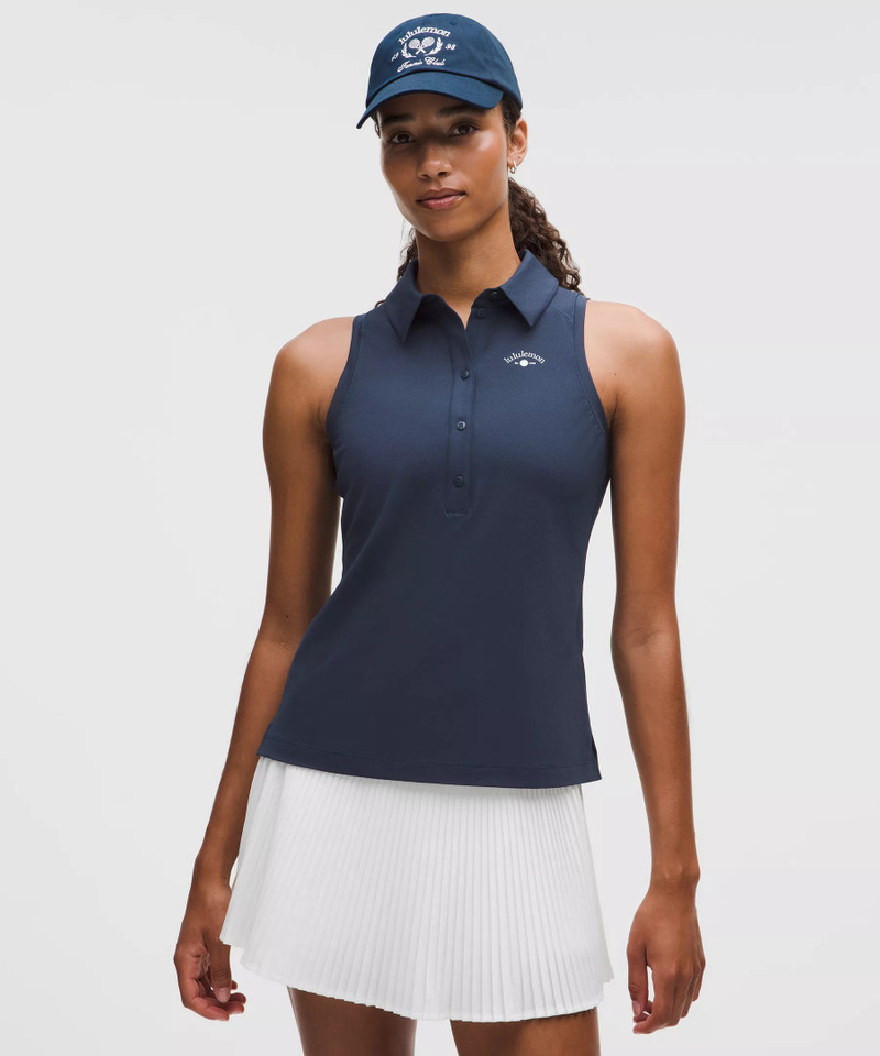 Quick-Dry Sleeveless Polo Shirt Straight Hem *Graphic 1