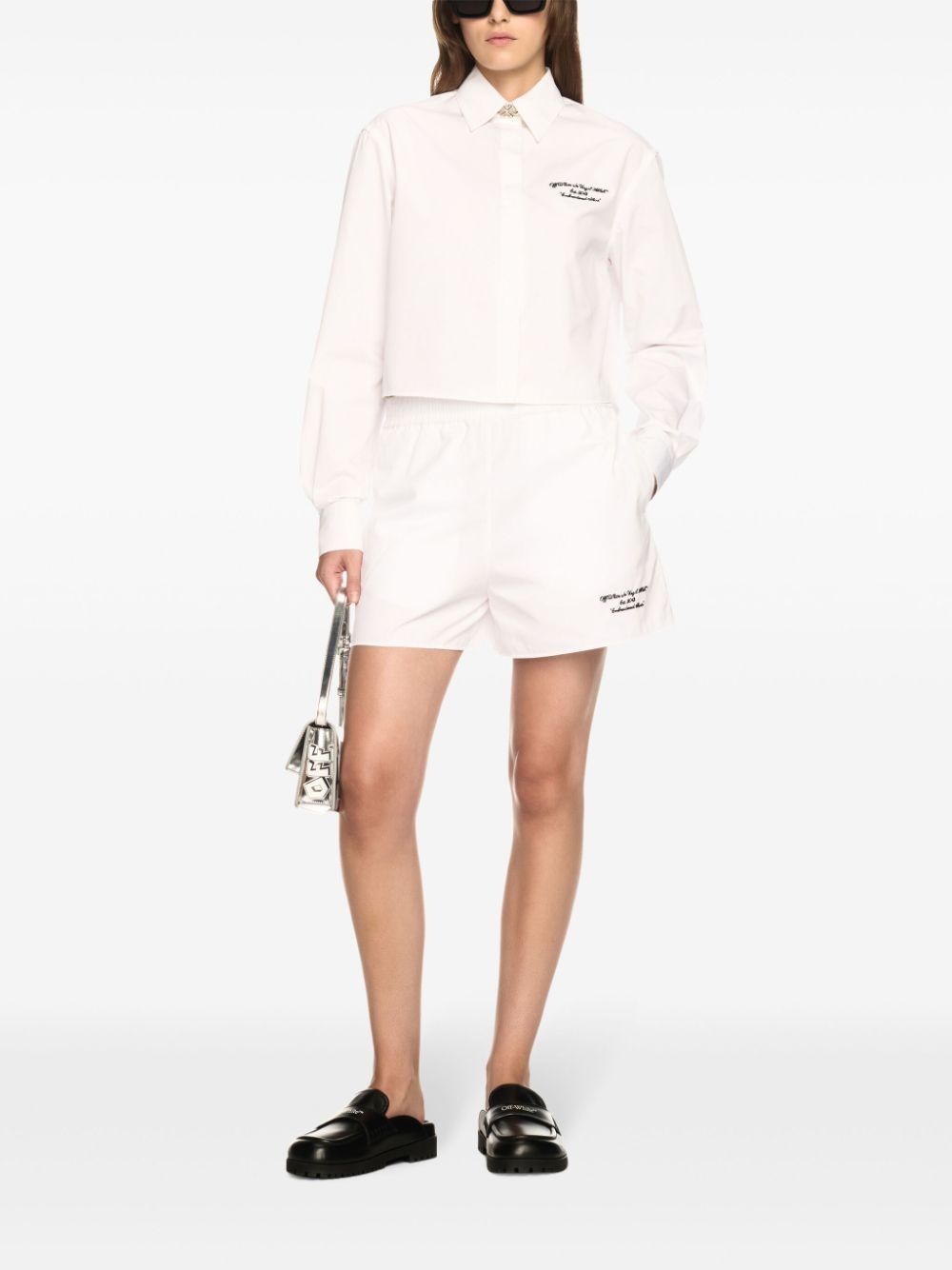 embroidered poplin shorts - 2