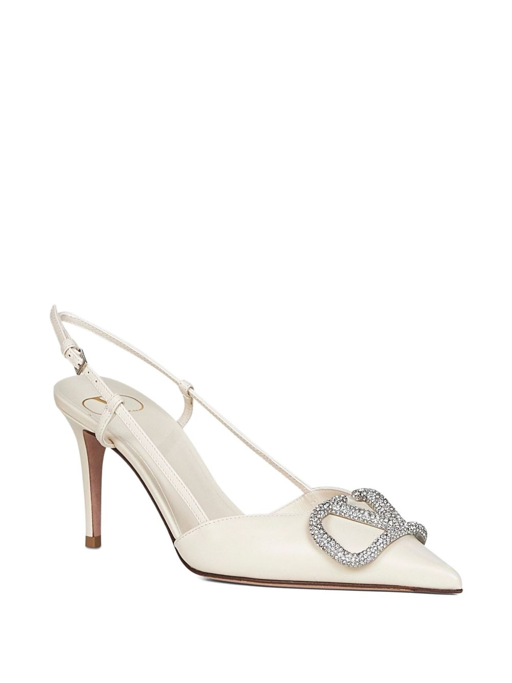 80mm V-logo signature crystal-embellished slingback pumps - 2