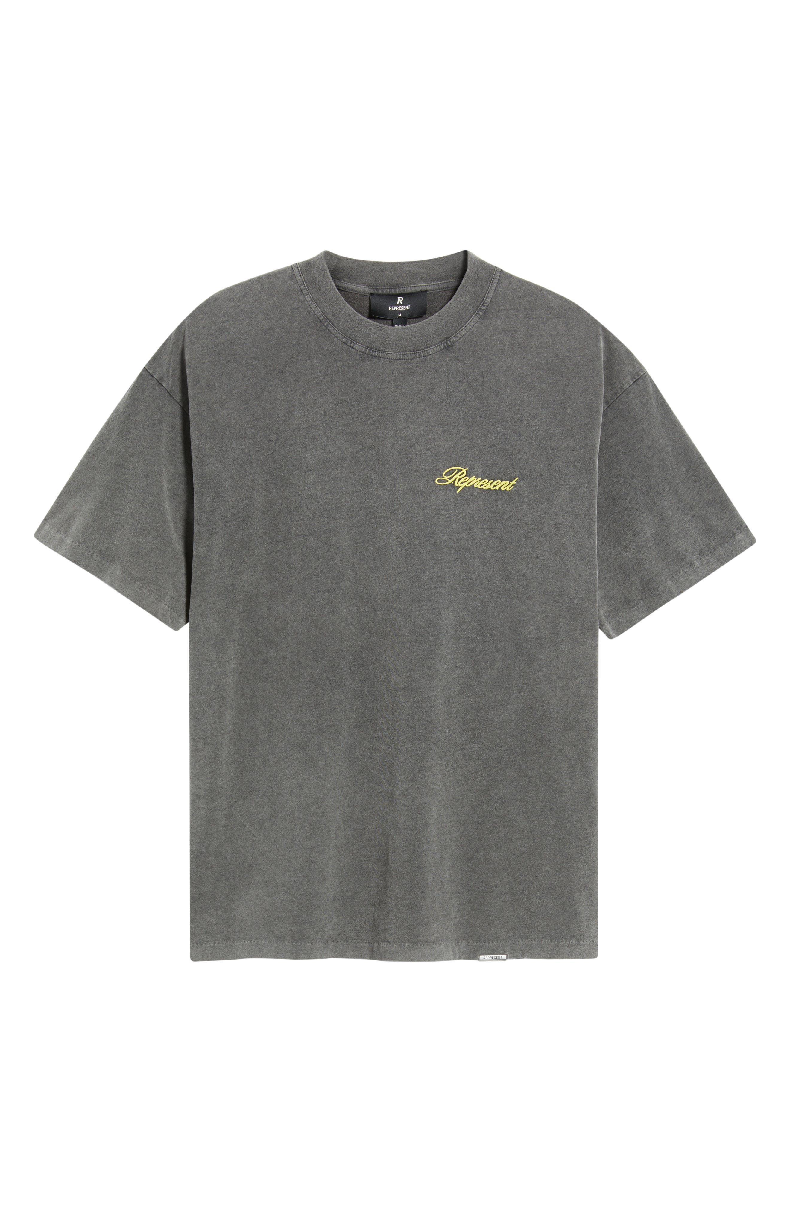 Represent Oversize Embroidered Script Logo T-Shirt in After Dark at Nordstrom - 5