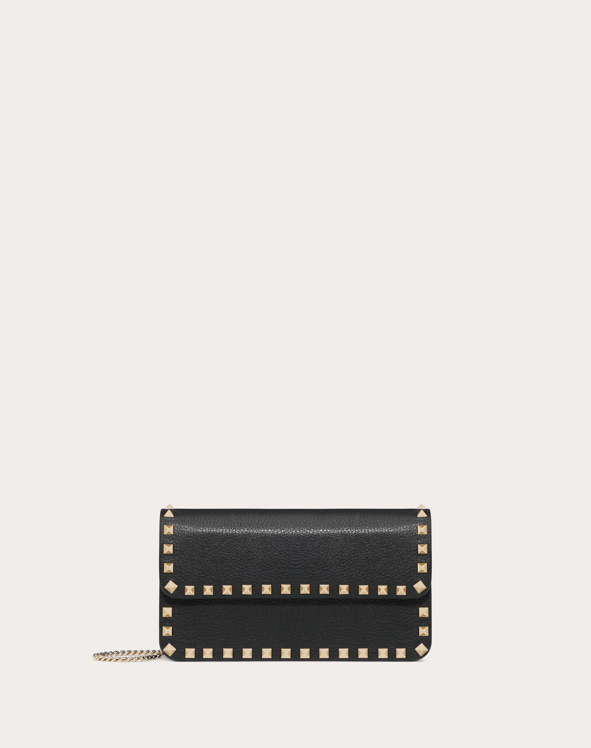 ROCKSTUD GRAINY CALFSKIN CHAIN POUCH - 1