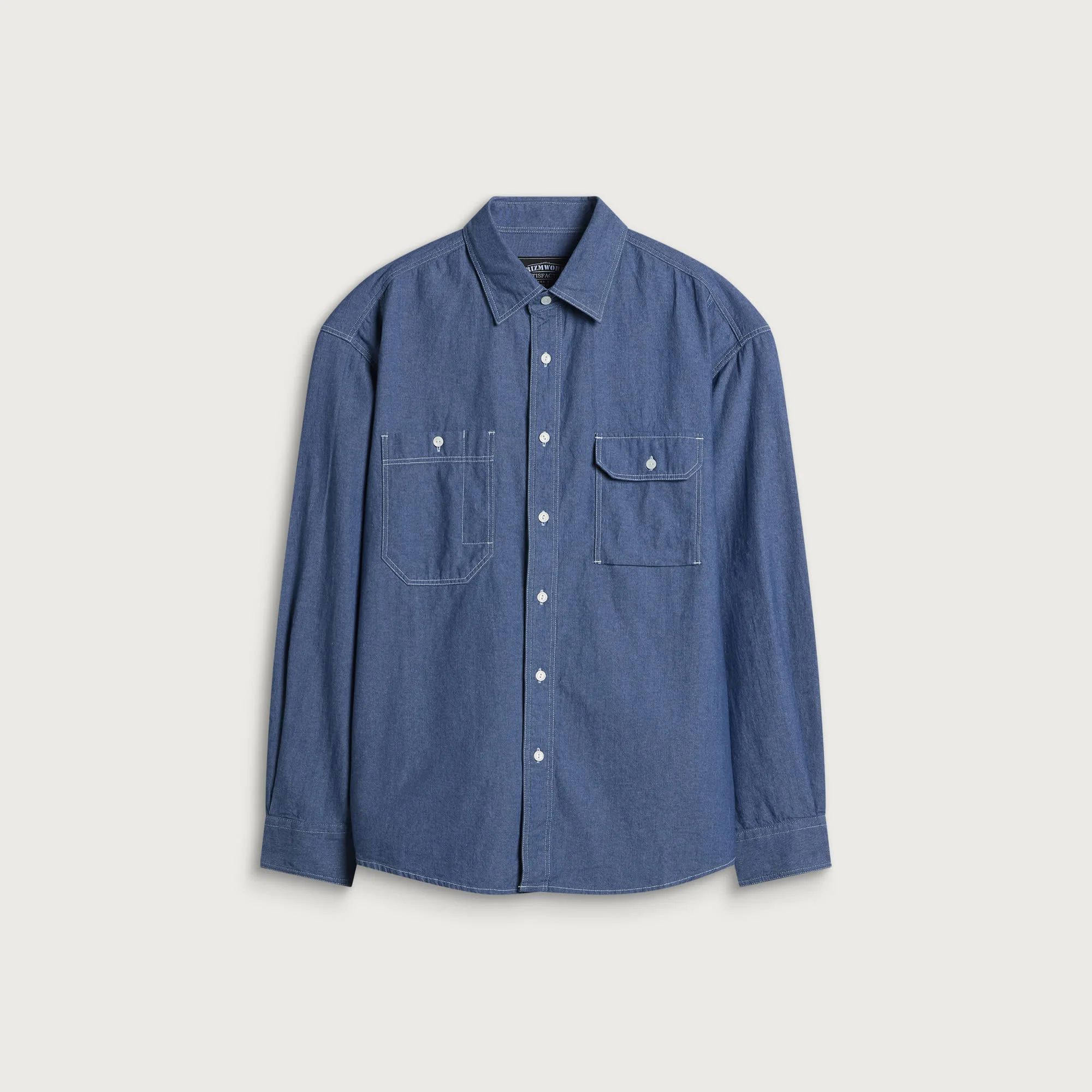 FrizmWORKS 1920S Chambray Work Shirt Blue - 1