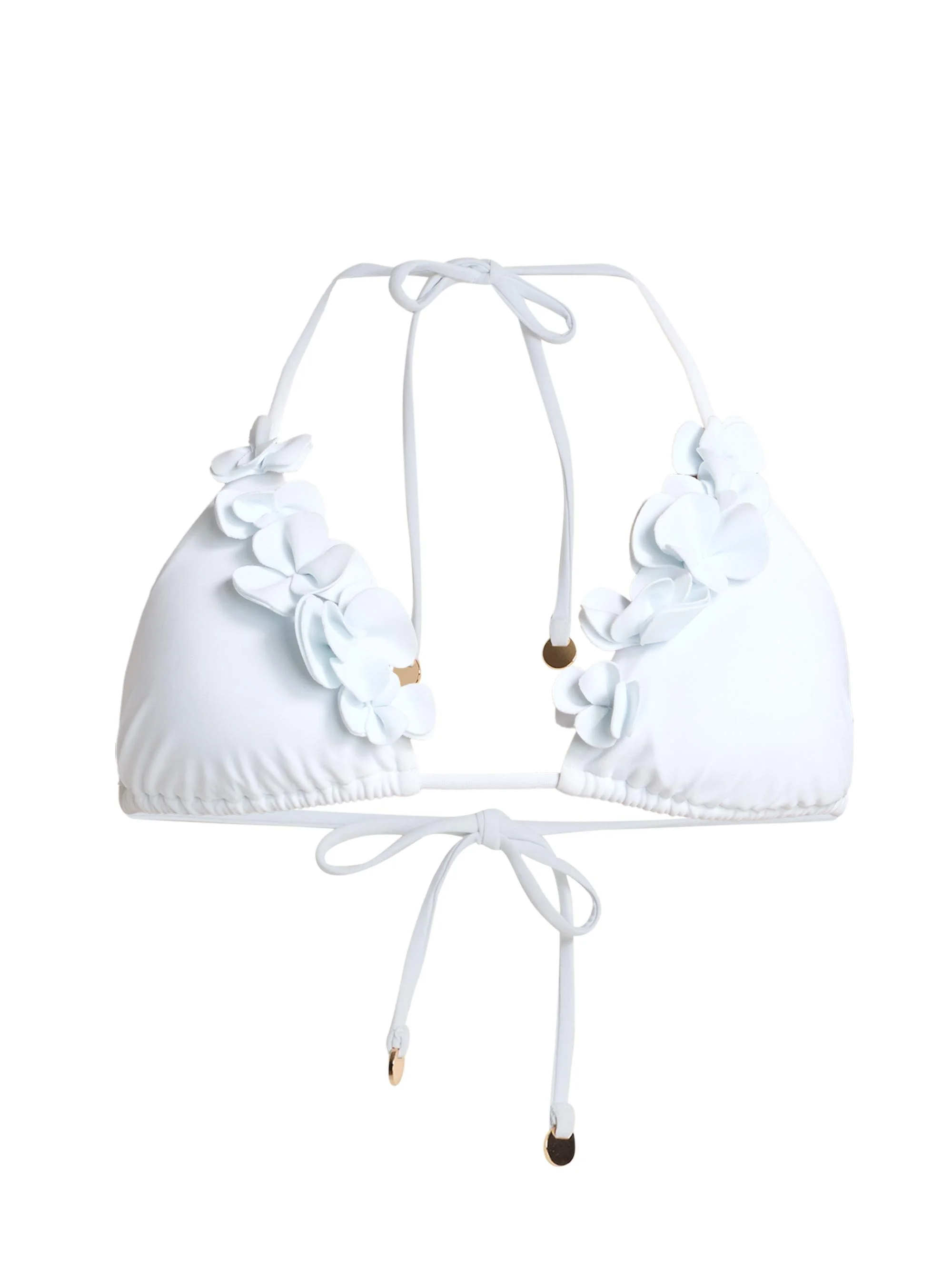 Women's Nikoleta 3D Flower Triangle Bikini Top - White - 1
