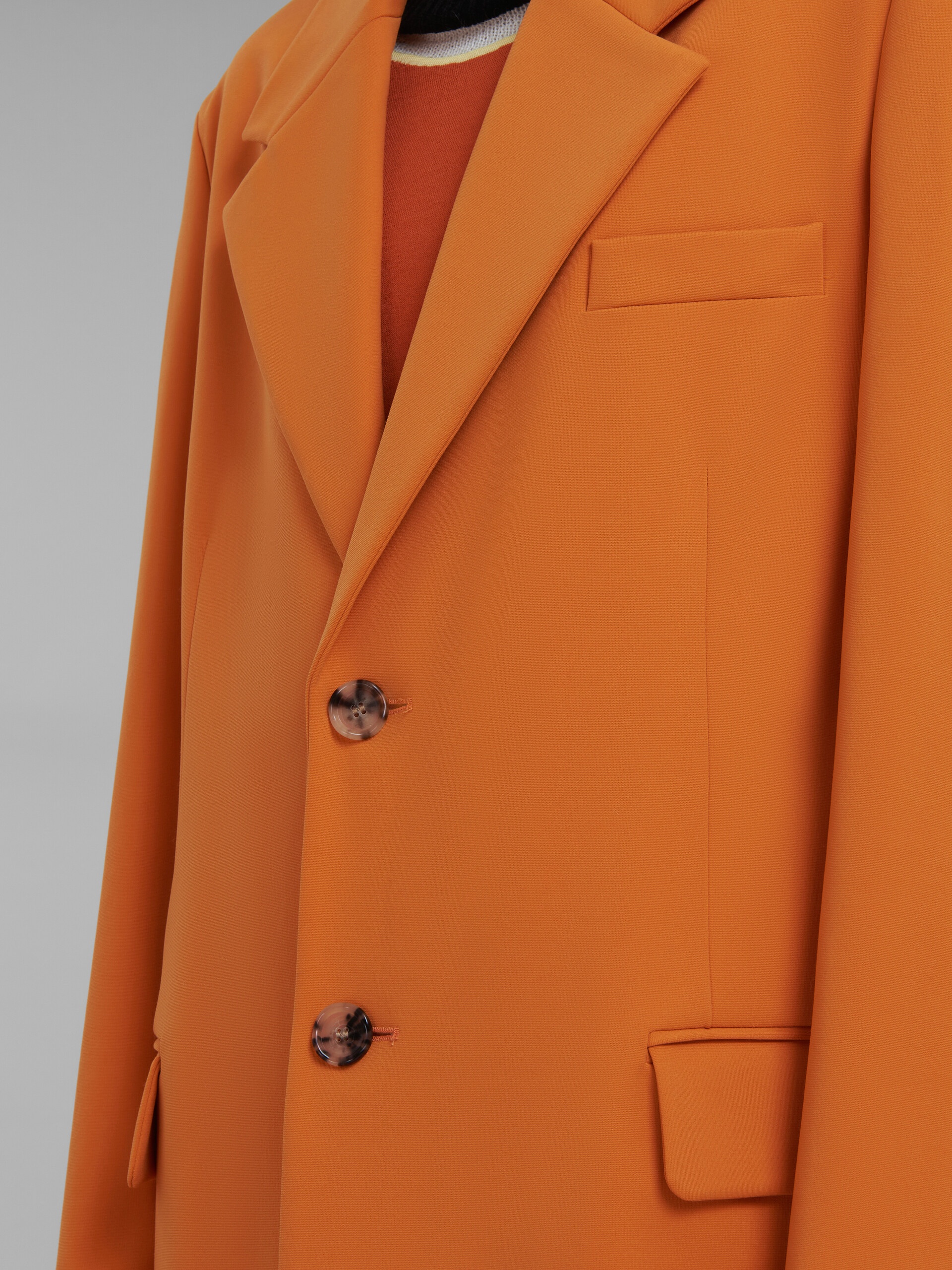 ORANGE SINGLE-BREASTED JERSEY COAT - 5
