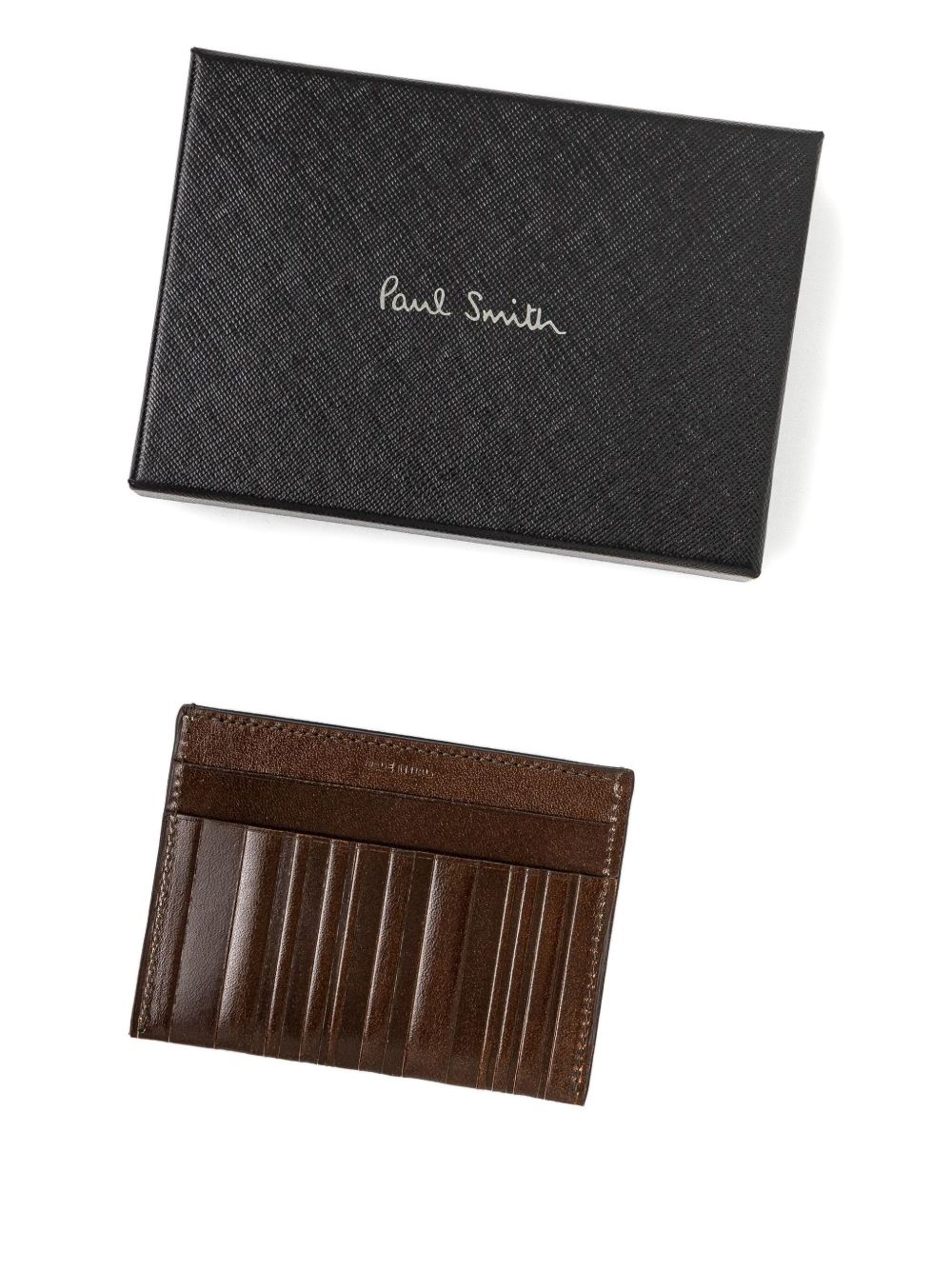 leather vertical-stripe card holder - 3