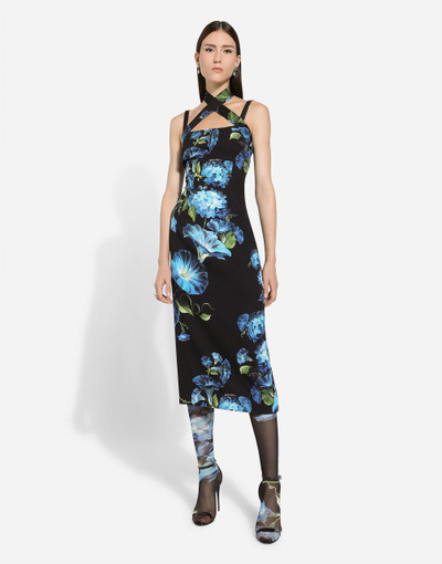 Dolce & Gabbana Charmeuse sheath dress with bluebell print outlook