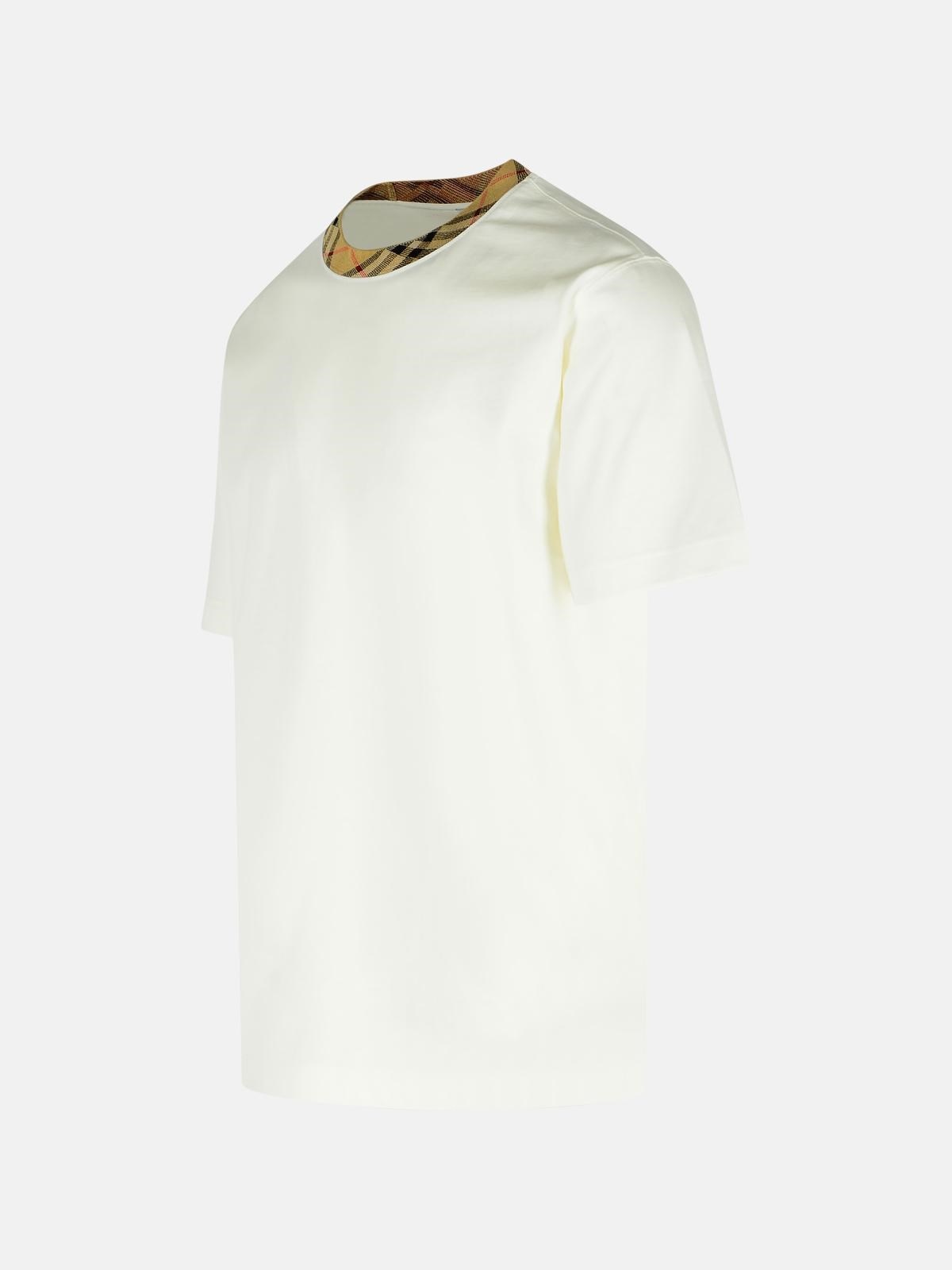 'RYAN IN COTONE BIANCA CON FINITURE 'CHECK' T-SHIRT - 2