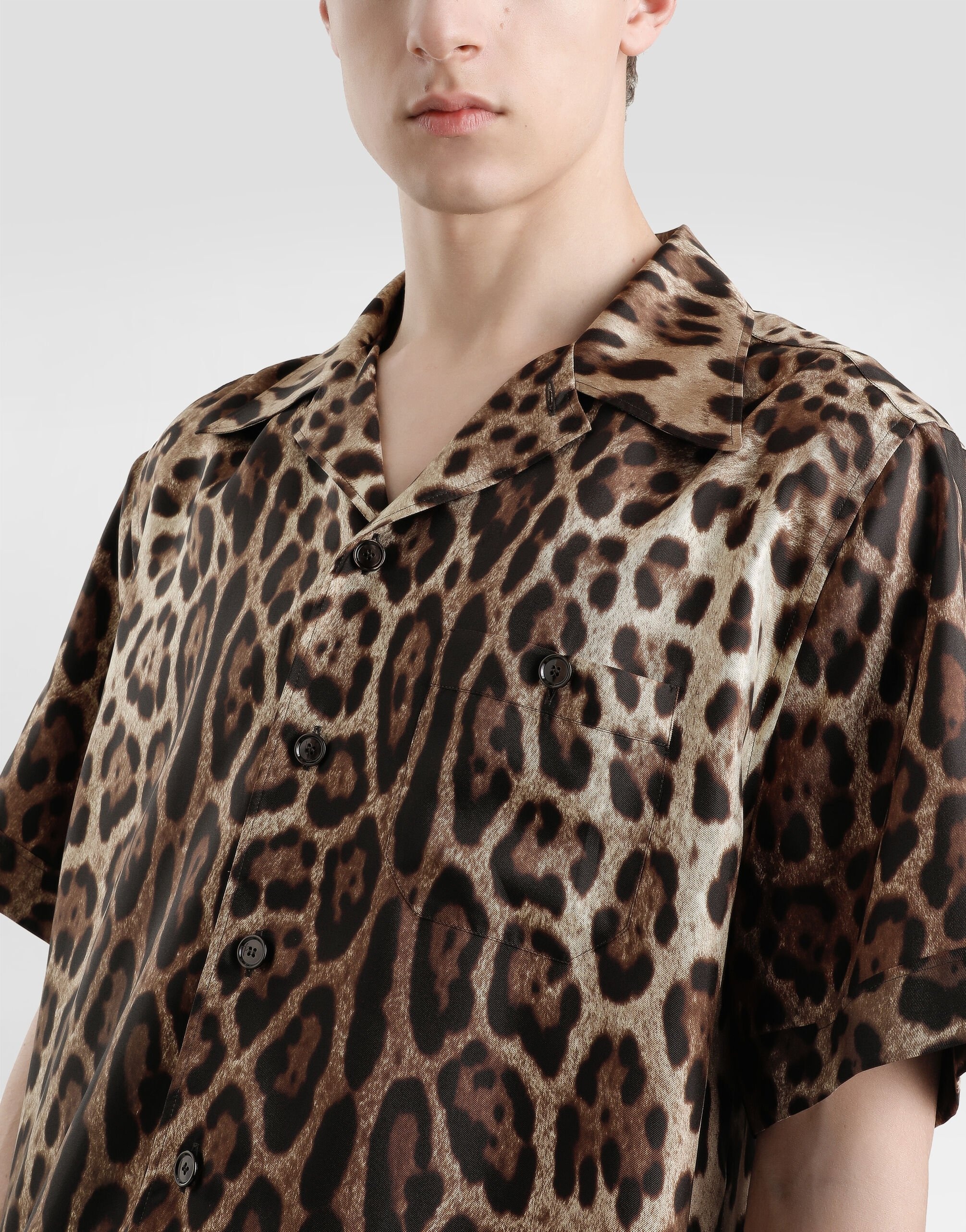 Silk shirt with leopard print - 4