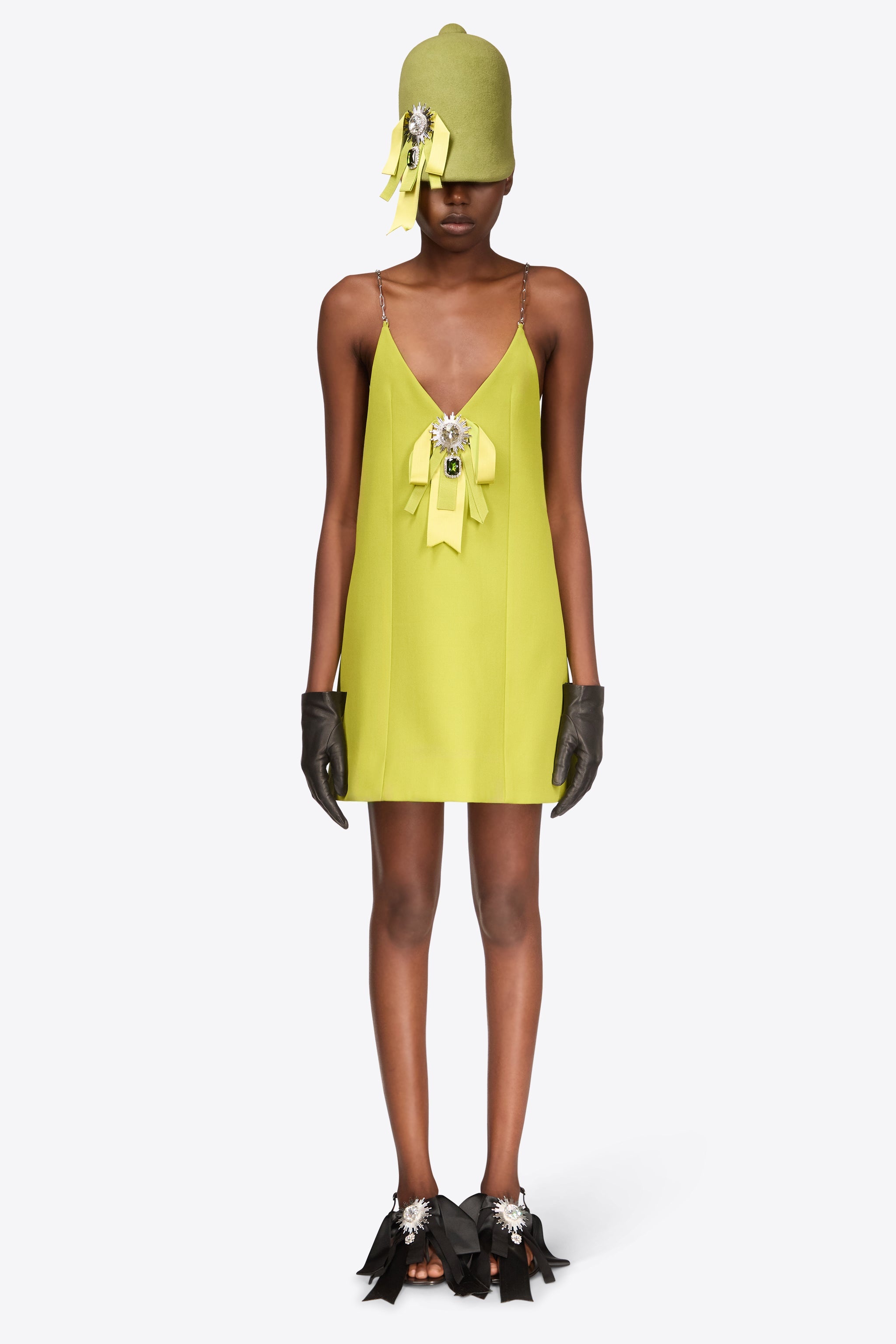 CRYSTAL EMBELLISHED BOW MINI DRESS - 4