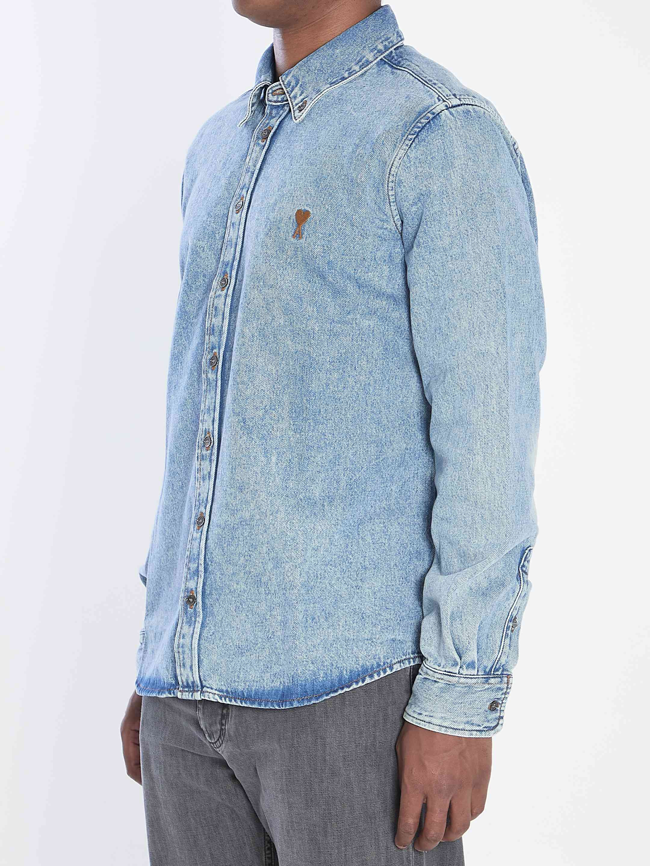 Ami Paris Men Ami De Coeur Denim Shirt - 2