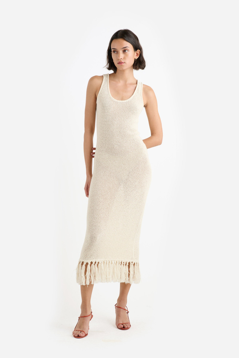 The Elder Statesman SCOOPNECK FRINGE DRESS outlook