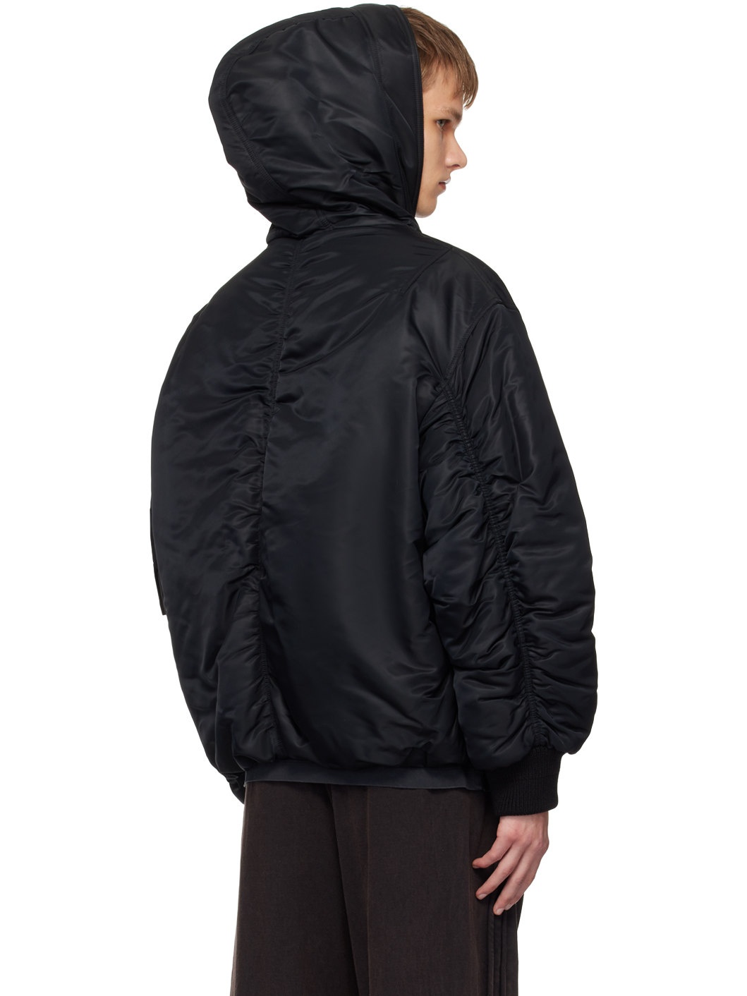 Black Hooded Bomber Jacket - 3