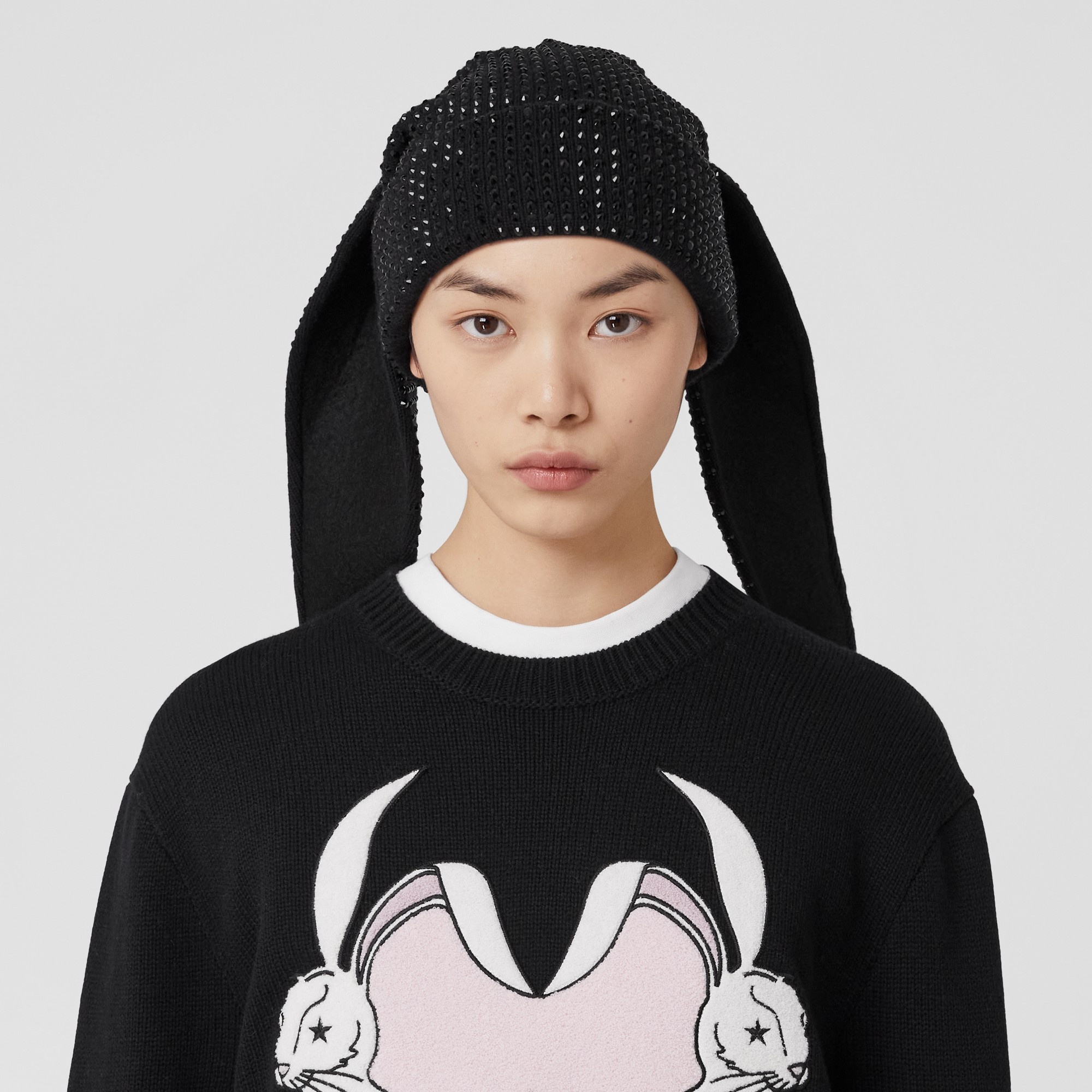 Rabbit Intarsia Wool Oversized Sweater - 2