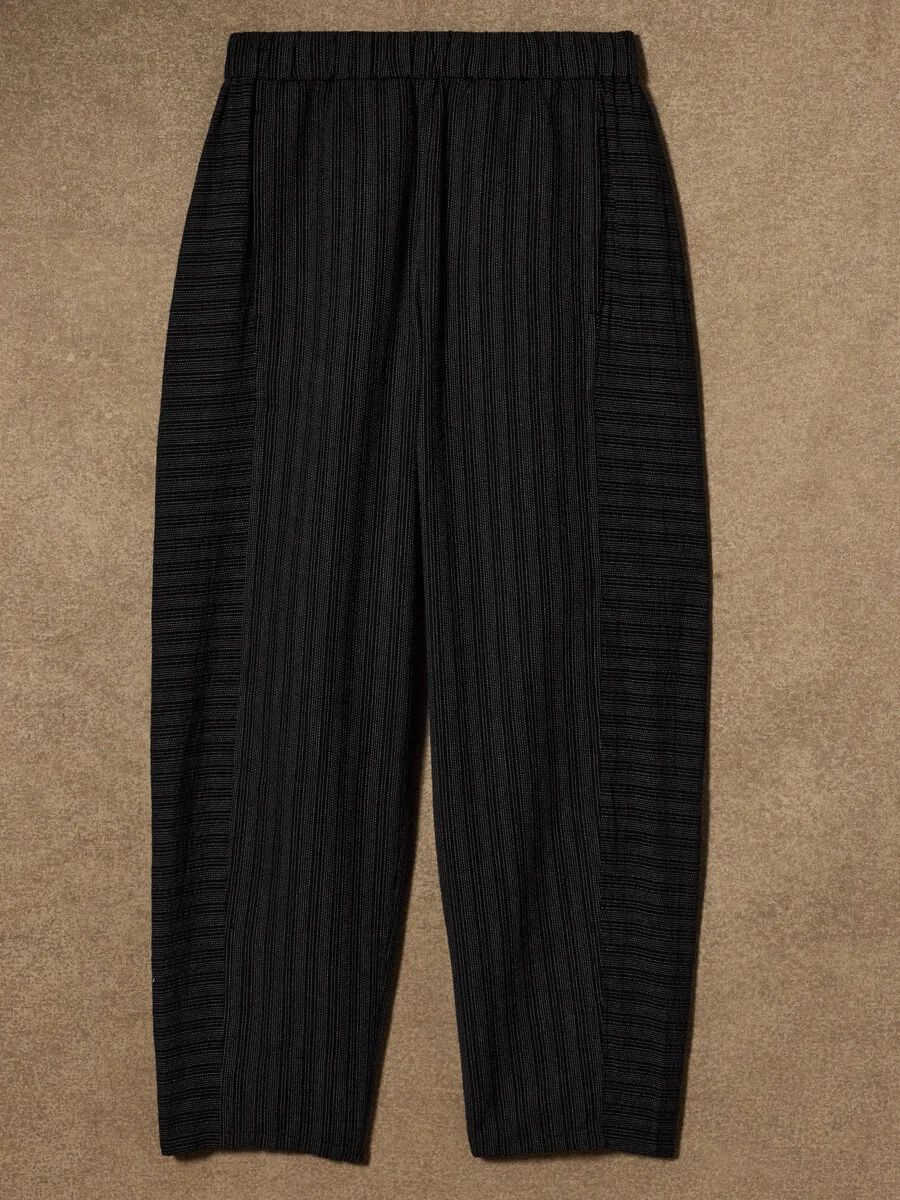 Cotton Blend Stripe Stitch Lantern Pant - 1