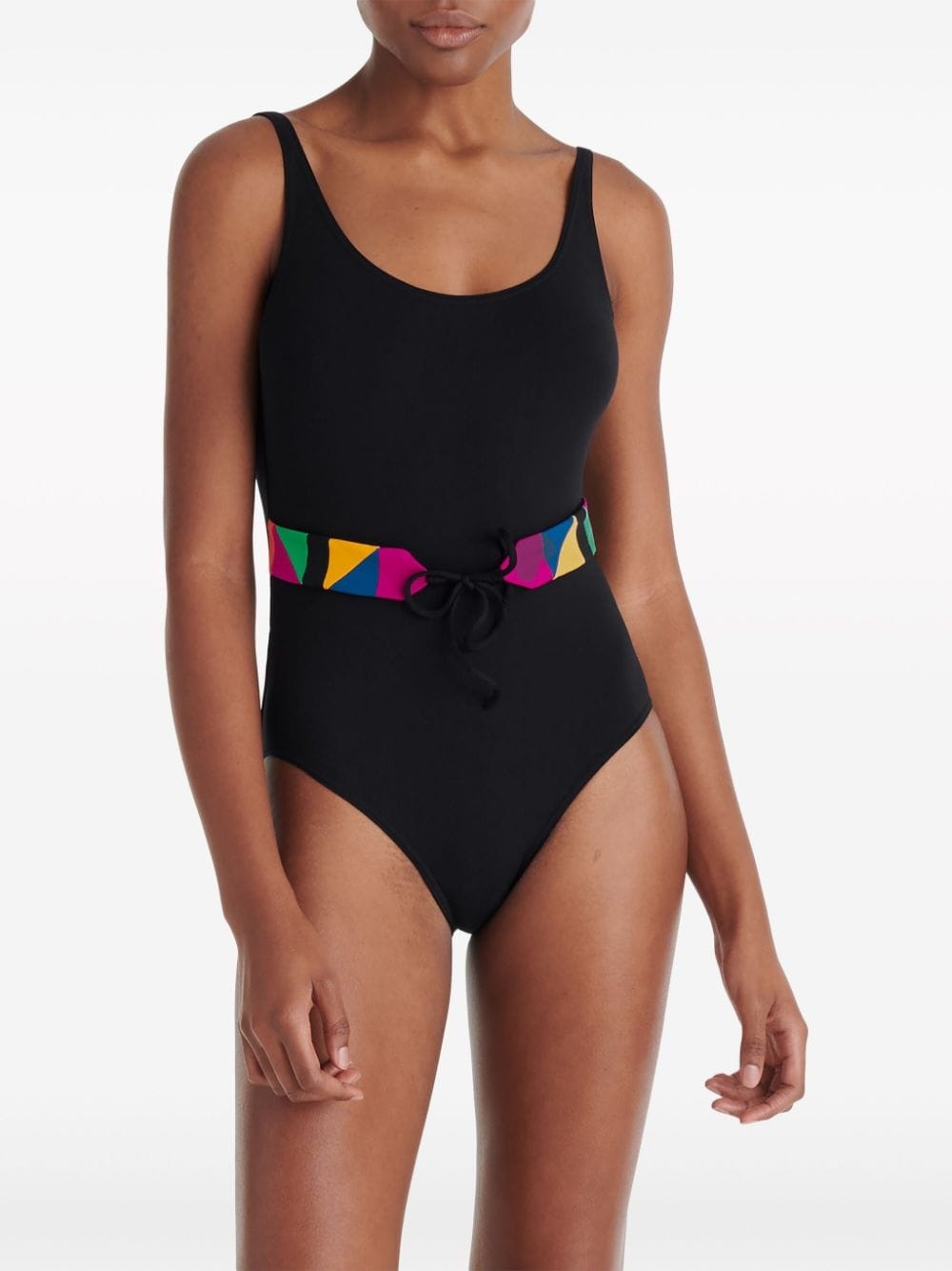 Damier belted swimsuit - 4