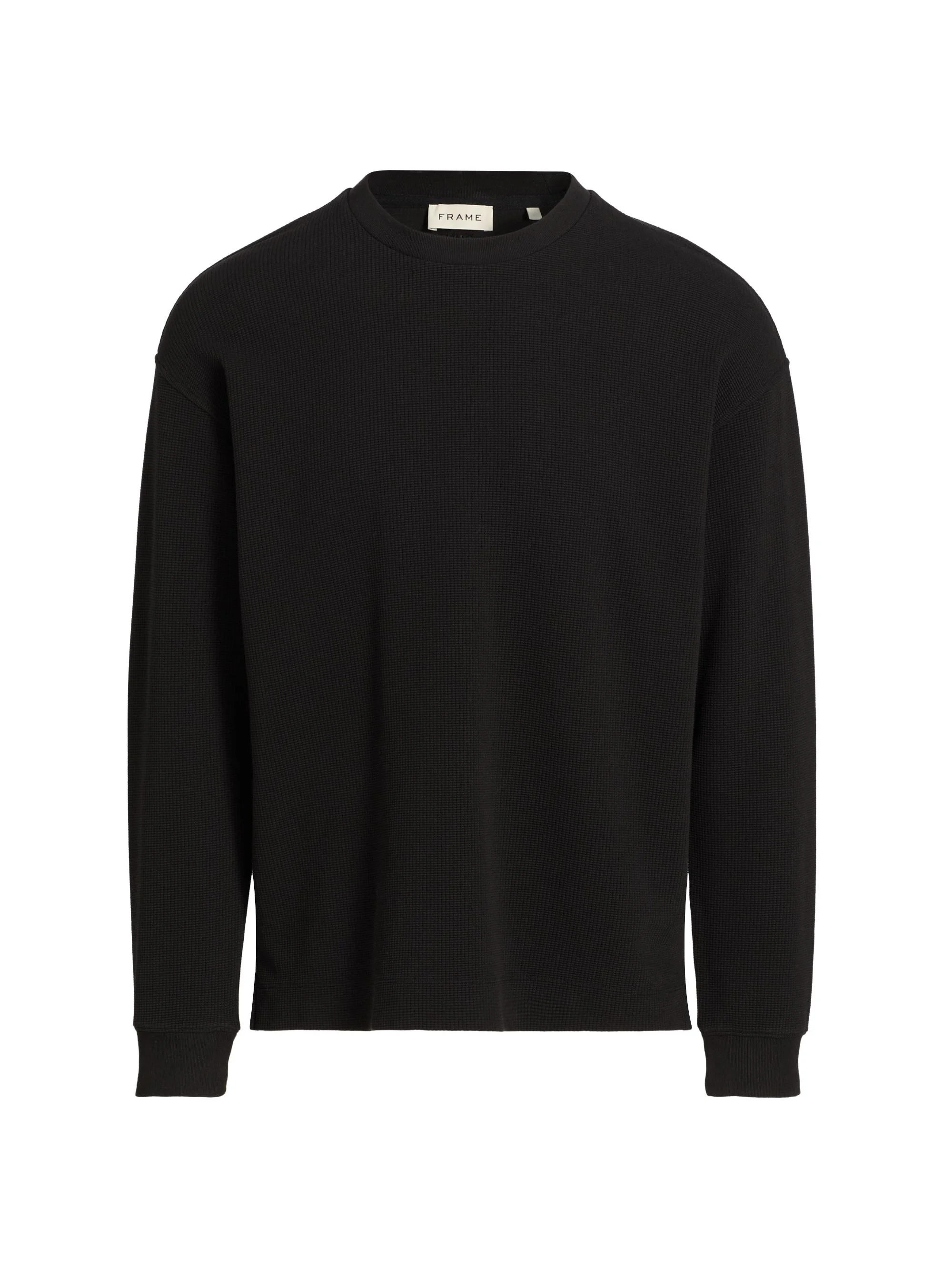 Men's Waffle-Textured Crewneck T-Shirt - Black - 1