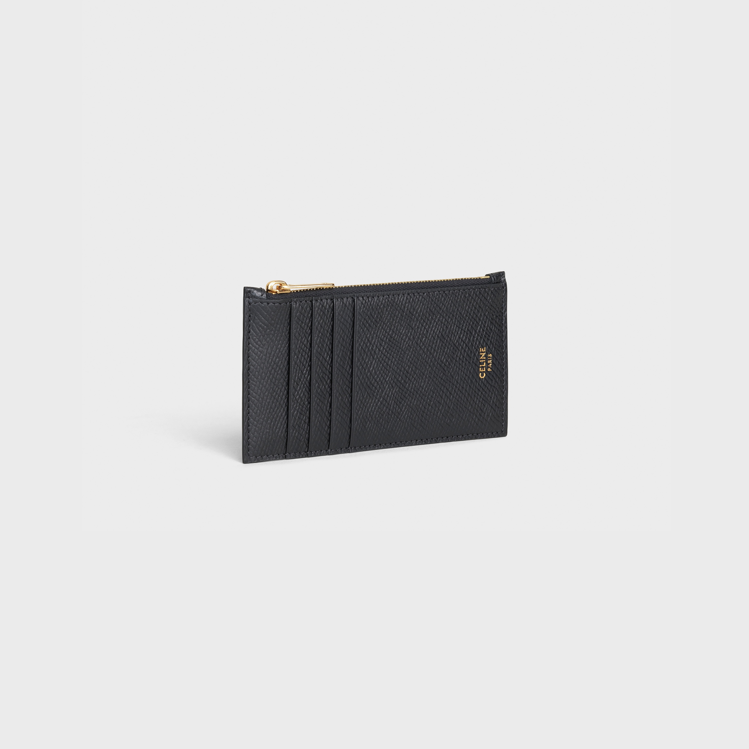 Zipped compact card holder in Grained calfskin - 2