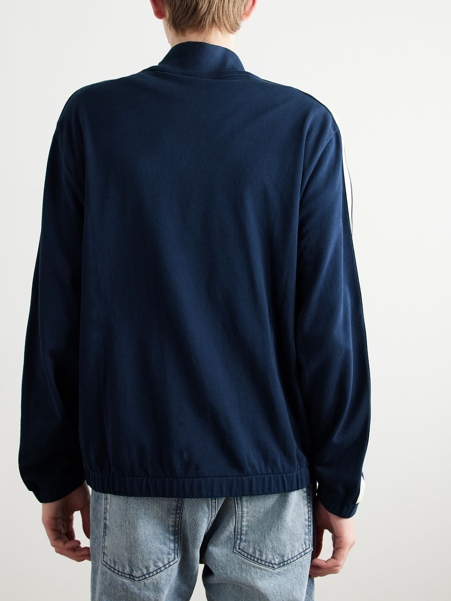 Striped Cotton-Jersey Track Jacket Navy - 3