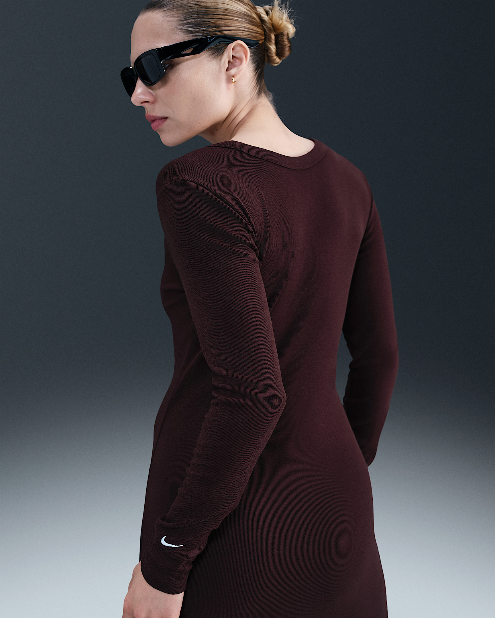 Nike Sportswear Chill Knit Women's Tight Long-Sleeve Midi Mini-Rib Dress - 3