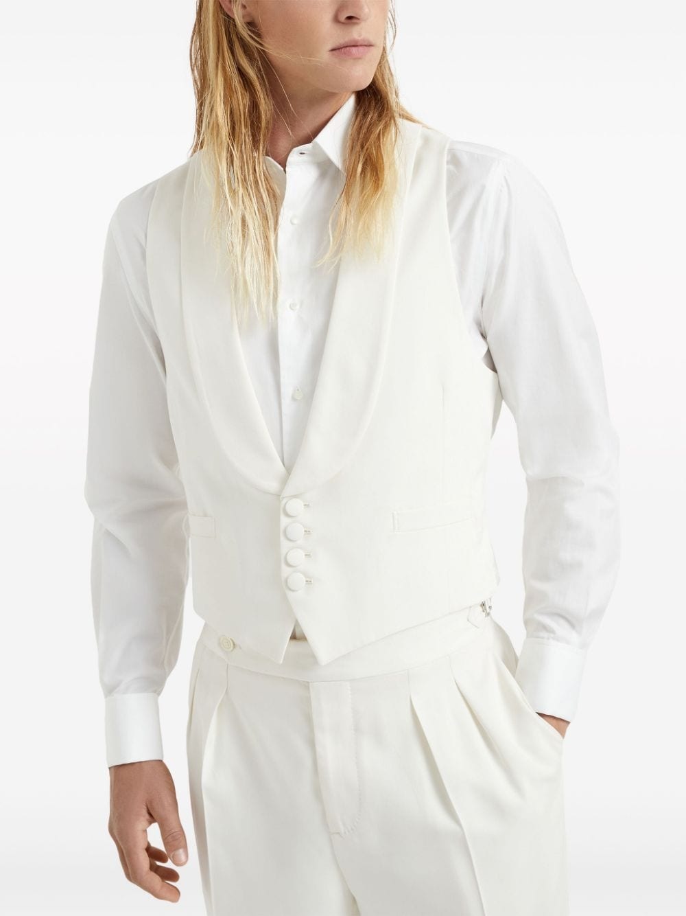 shawl-lapels silk waistcoat - 3