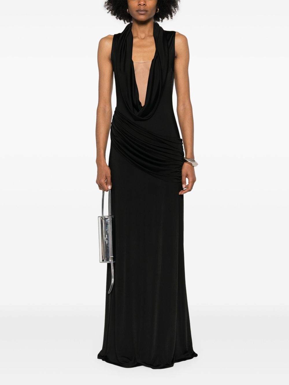 plunge-neck sleeveless maxi dress - 2