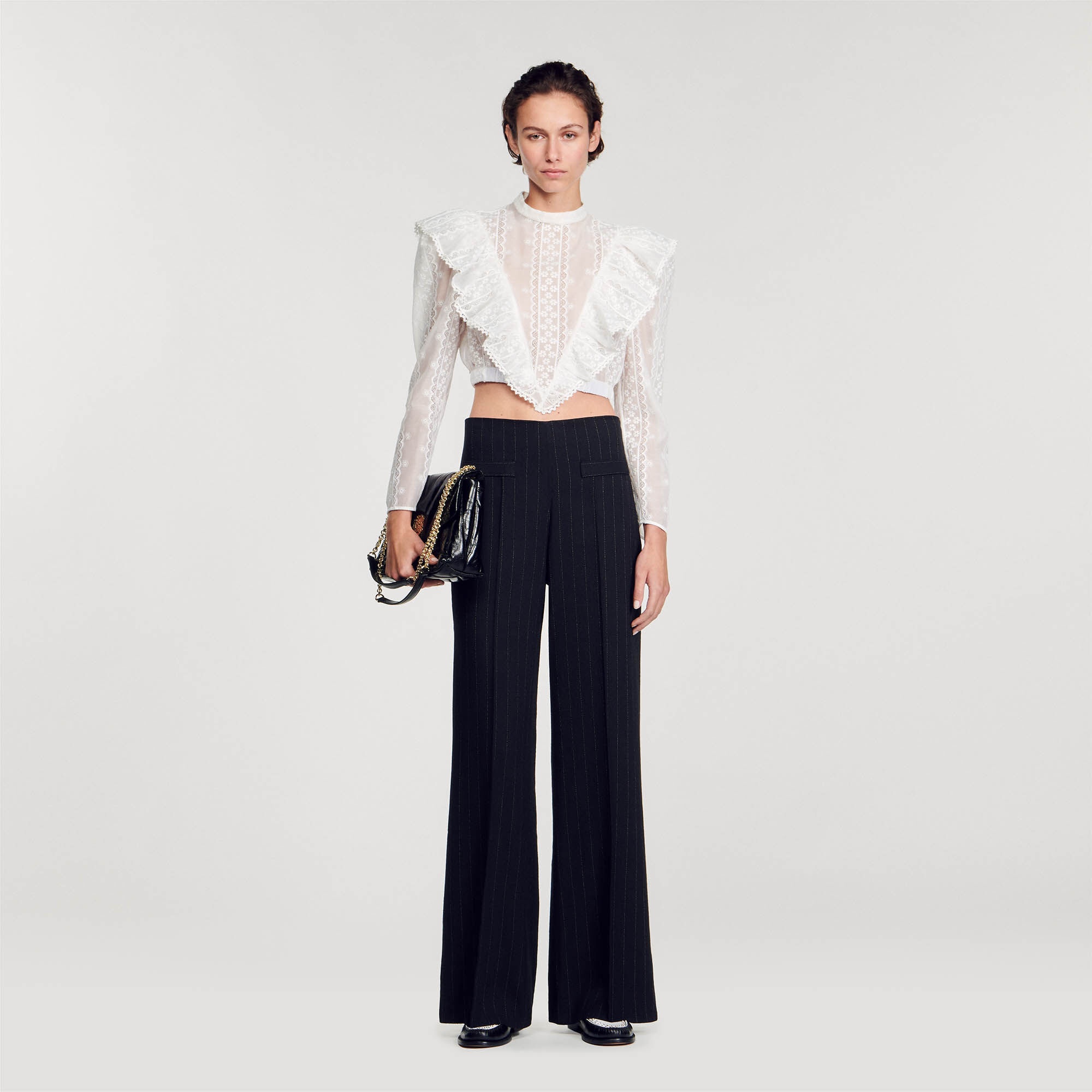 WIDE-LEG DOUBLE WAISTBAND TROUSERS - 2