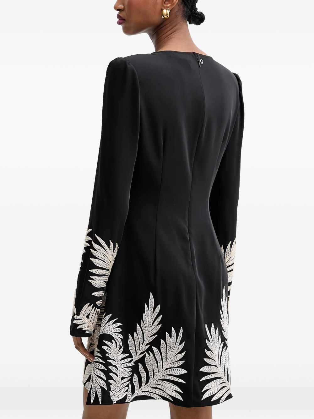 embellished leaf-print mini dress - 4