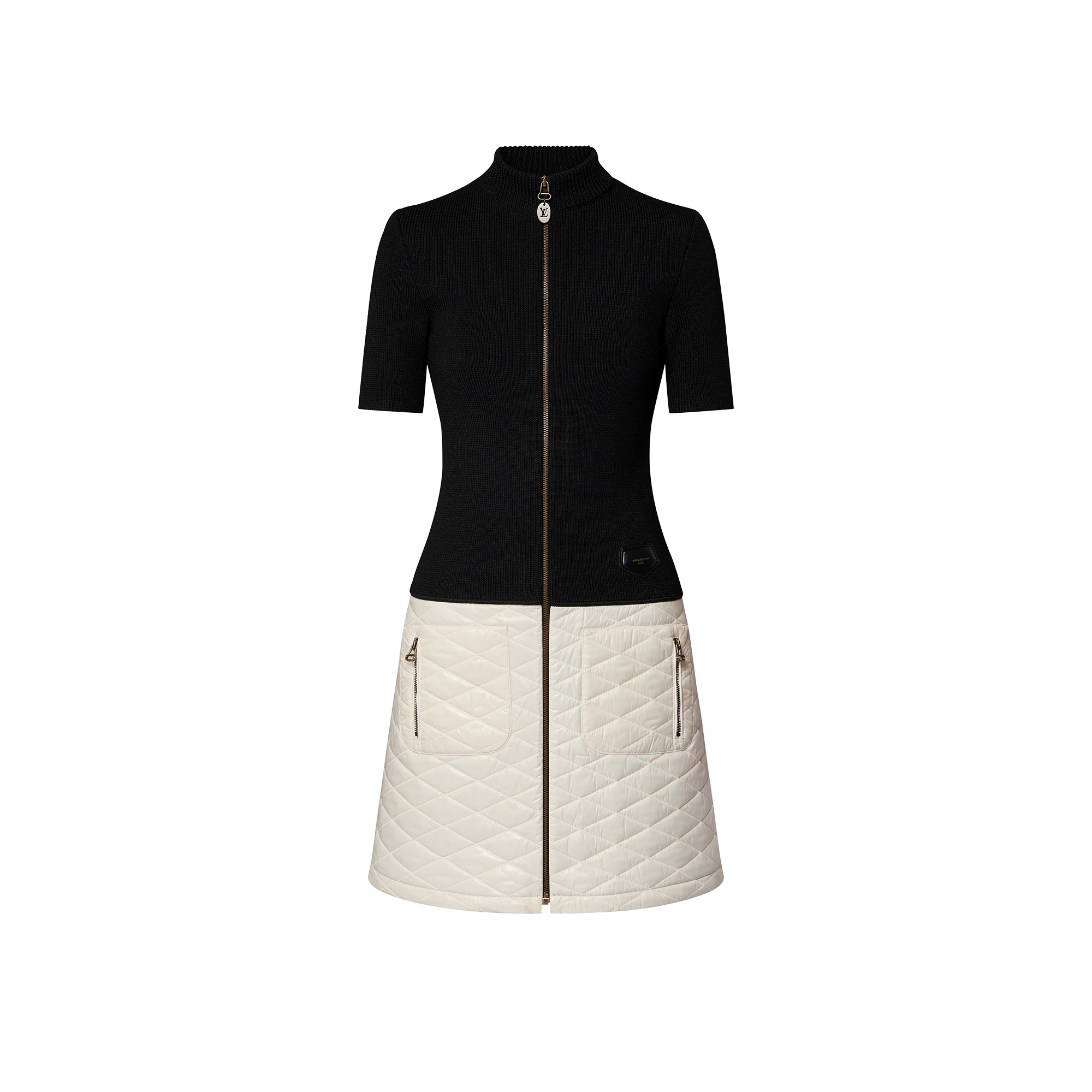 Malletage Accent Zip-Up Dress - 1