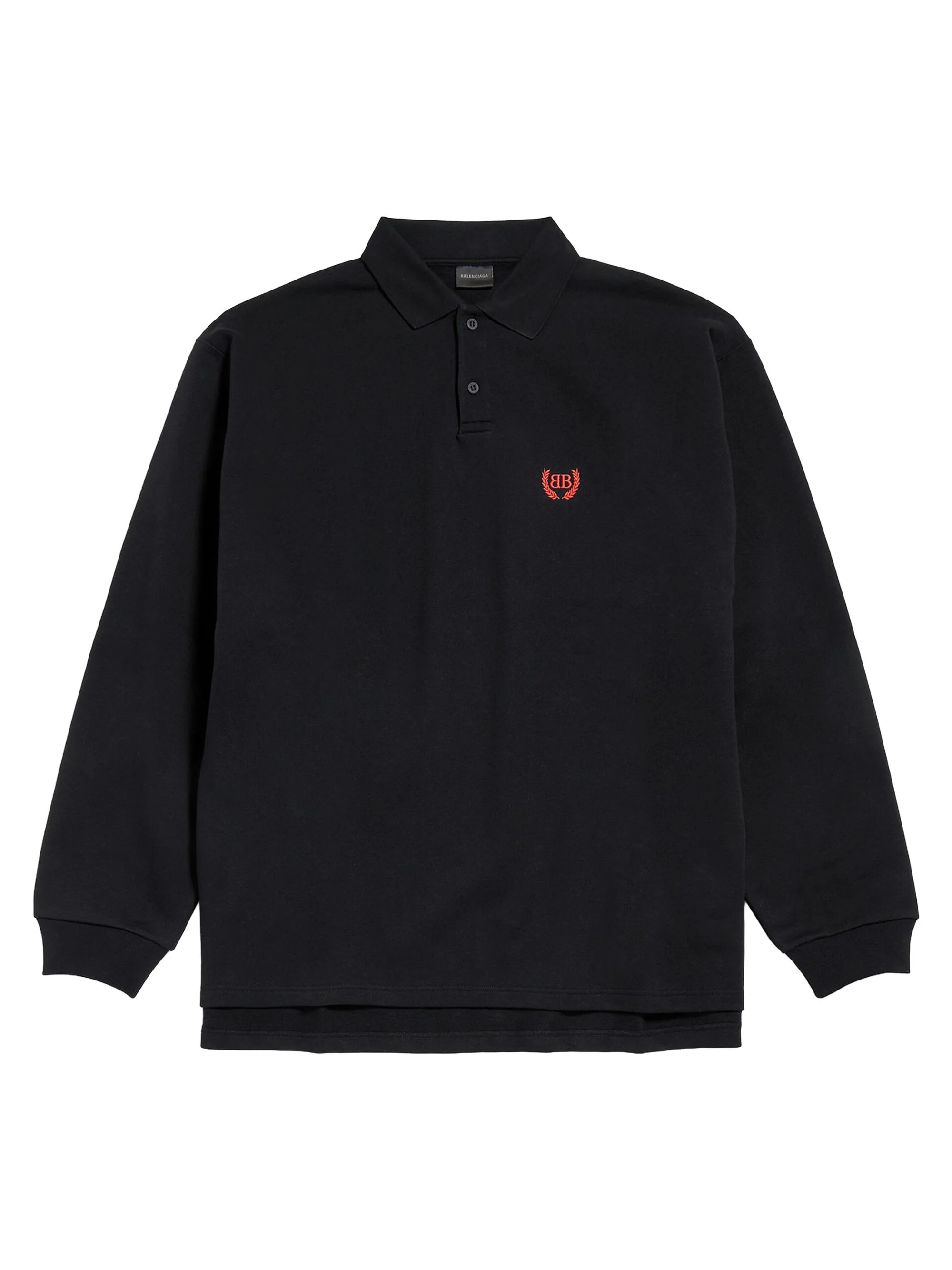 Men's Laurel Classic Long Sleeve Oversized Polo Shirt - Black - 1