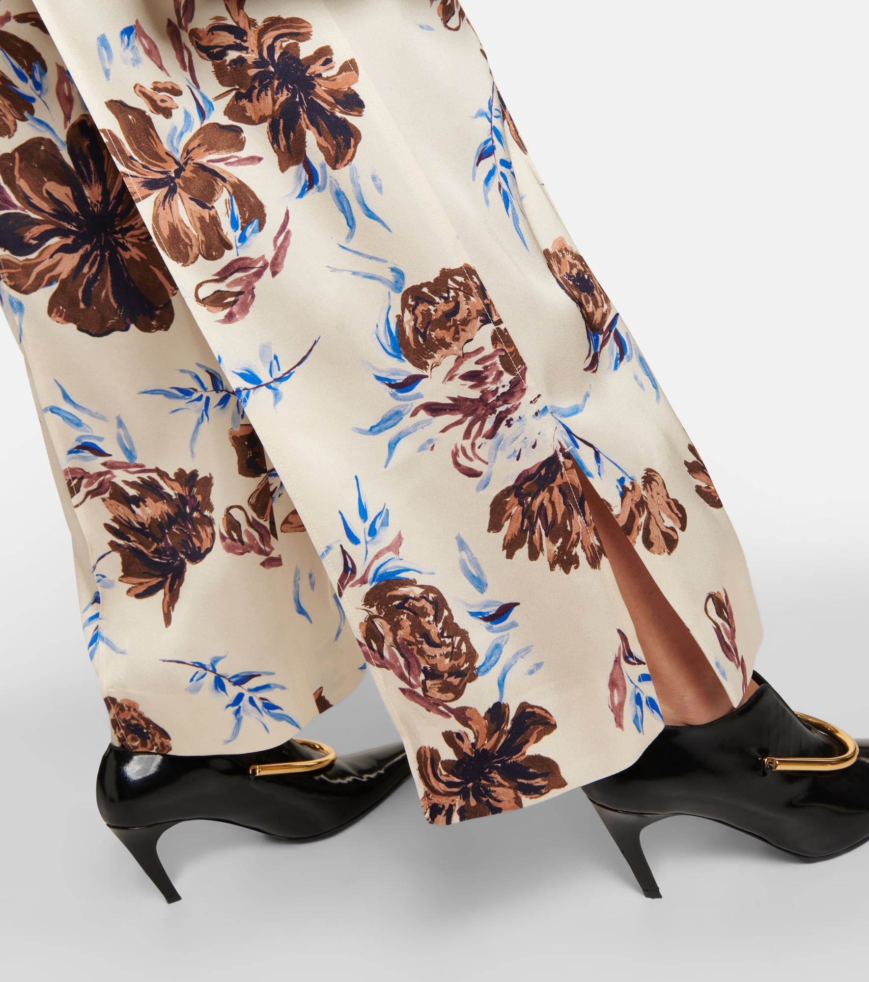 Floral high-rise wide-leg pants - 5