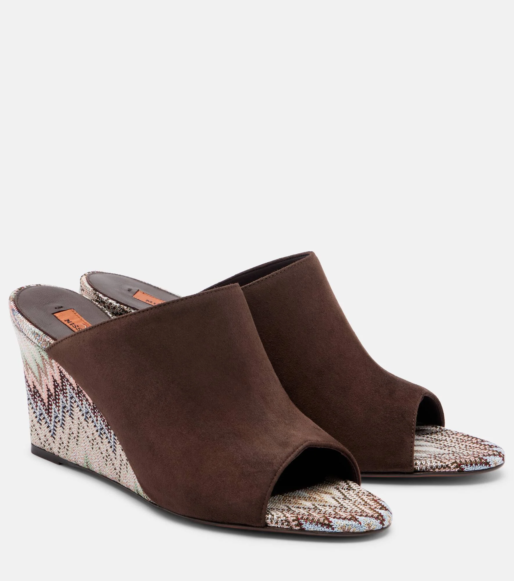 Mabel Zigzag suede wedge mules - 1