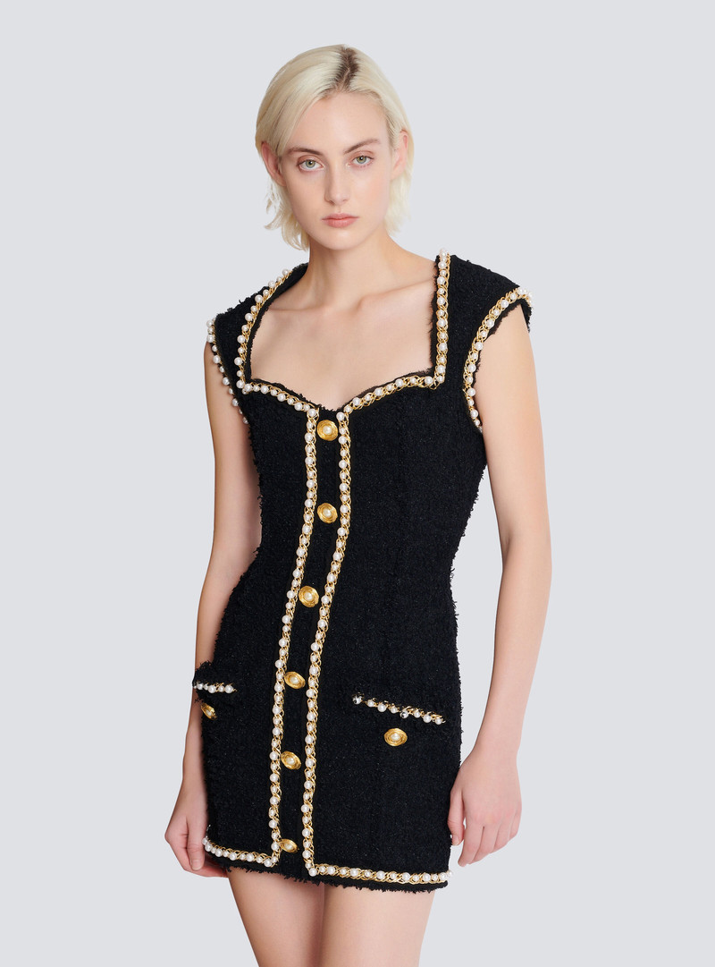 Tweed dress with pearl trim 6