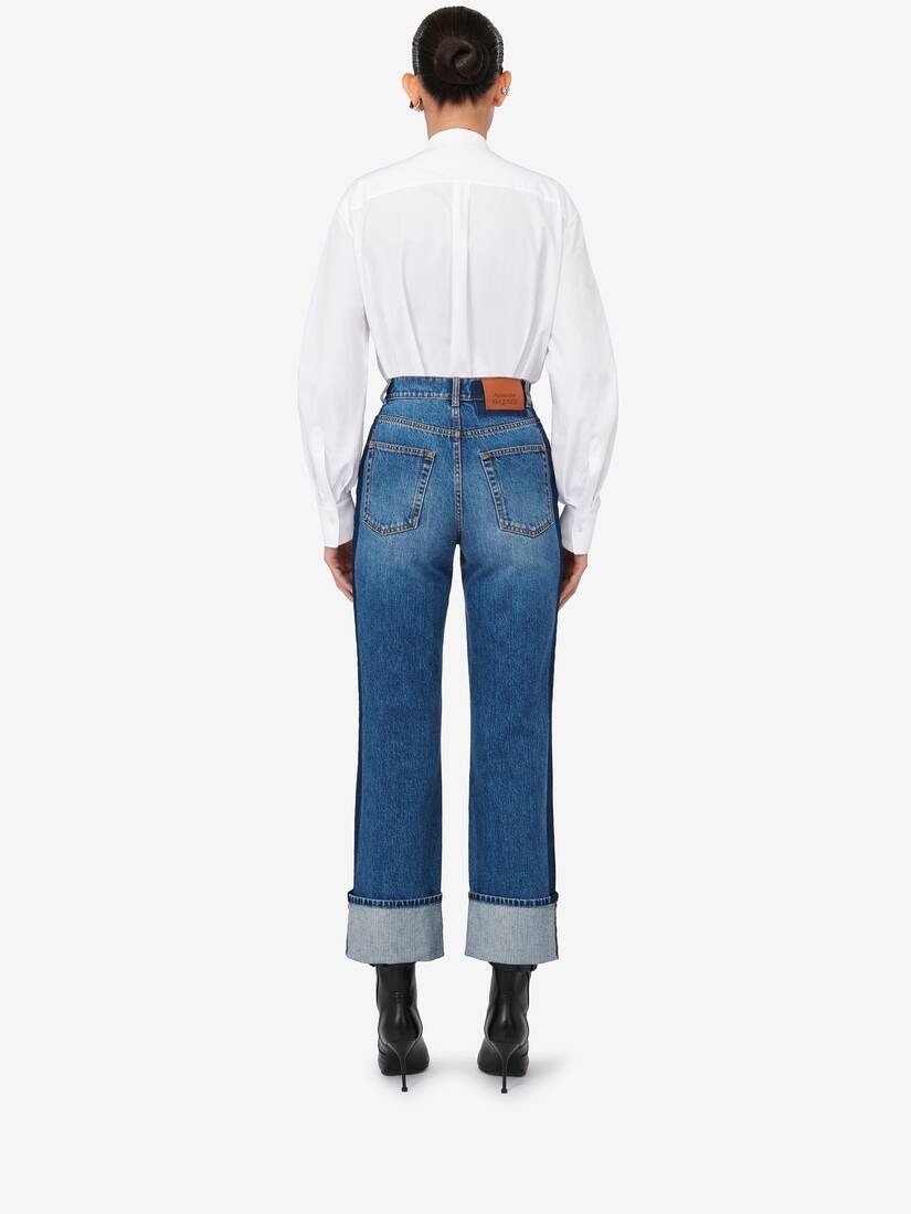 Women's Baggy Boyfriend Jeans in Washed Blue - 4