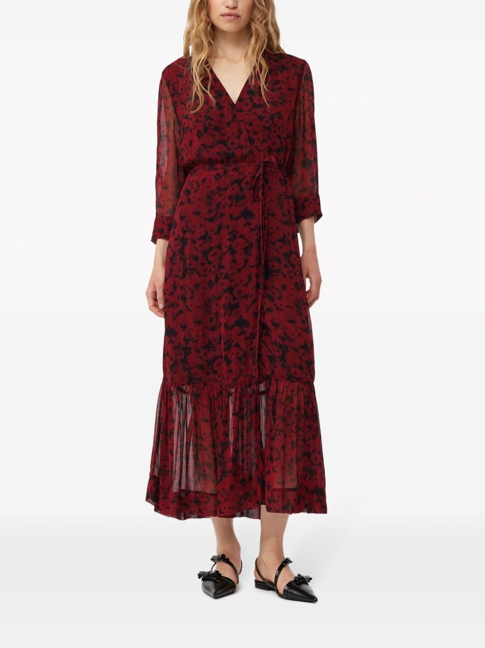 botanical-print wrap midi dress - 2